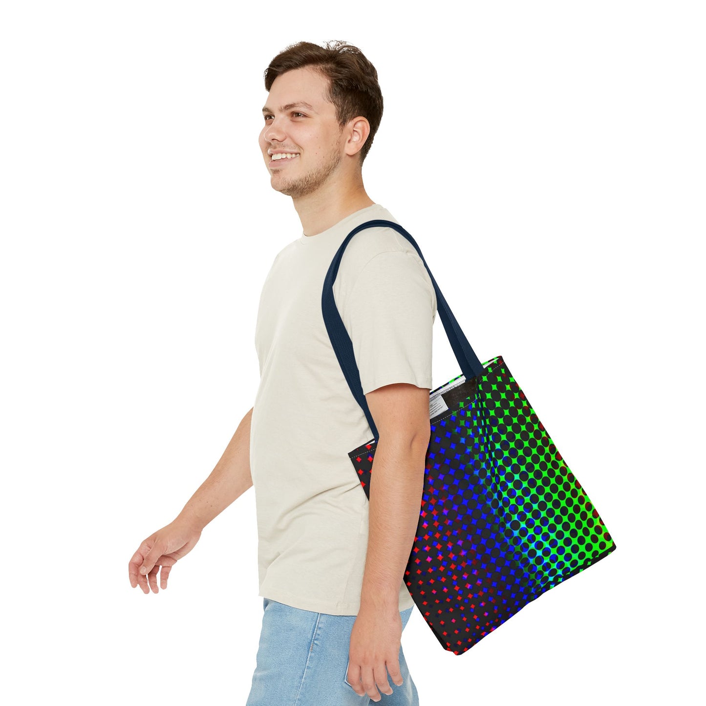 Vibrant Dot Print Tote Bag - Colorful Reusable Shopping Bag, Beach Tote