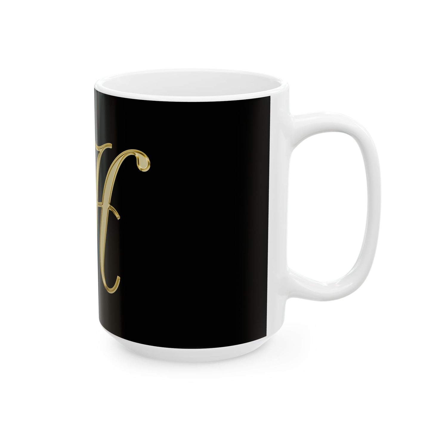 Monogram H Gold Letter Ceramic Mug — Elegant Initial H Coffee Cup (11oz & 15oz)