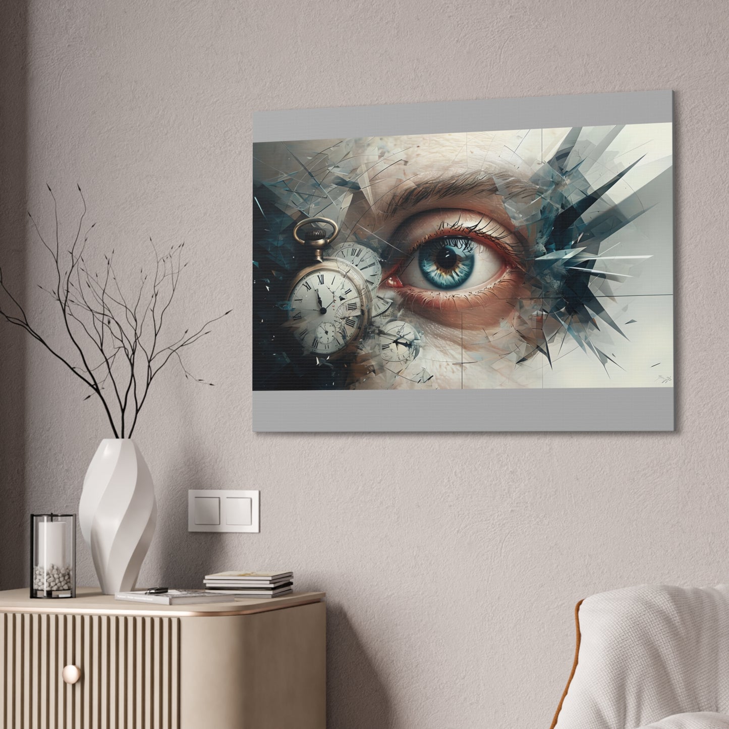 Surreal Canvas Wall Art, Eye with Vintage Clock