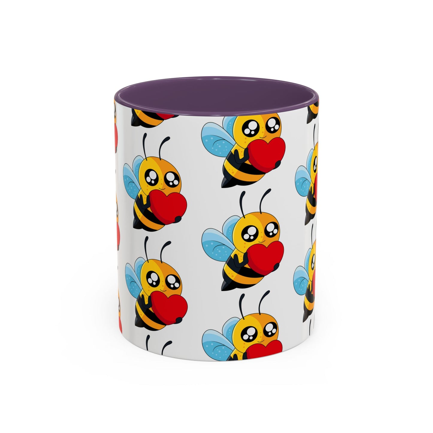 Cute Bee Love Accent Coffee Mug, Cute Floral Mug, Cheerful Bee Design