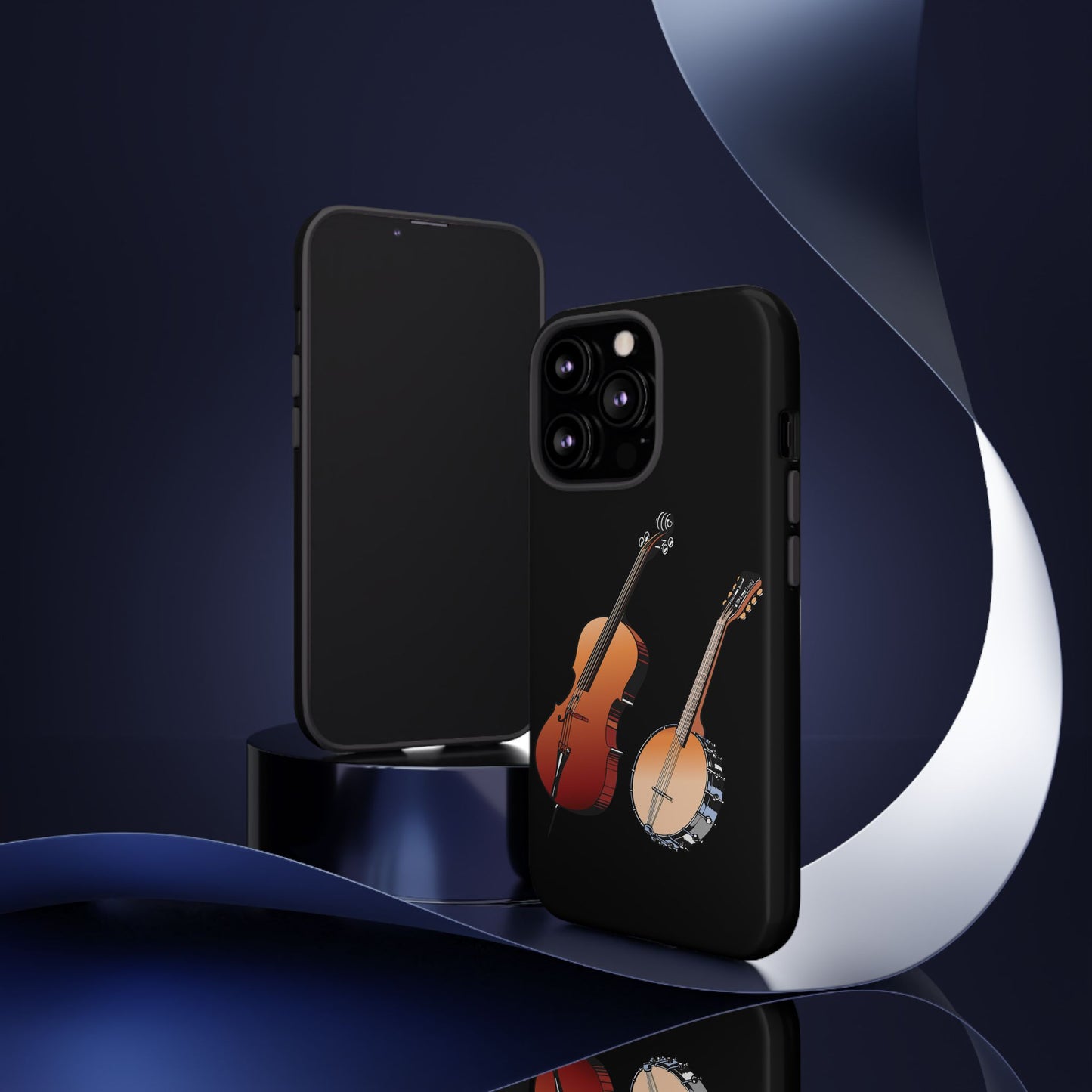 Musical Instrument Phone Case - Violin & Banjo Design, Music Lover Gift, Unique Phone Cover, Holiday Gift, Durable Tough Cases