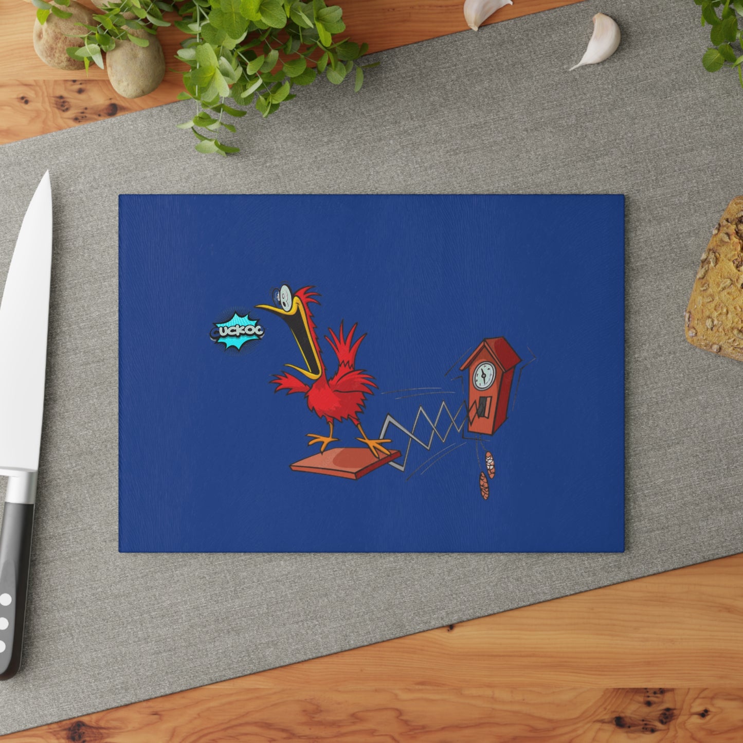Whimsical Bird Glass Cutting Board, Kitchen Decor, Gift for Chefs, Unique Kitchenware, Fun Cooking Accessory, Bird Lover Gift