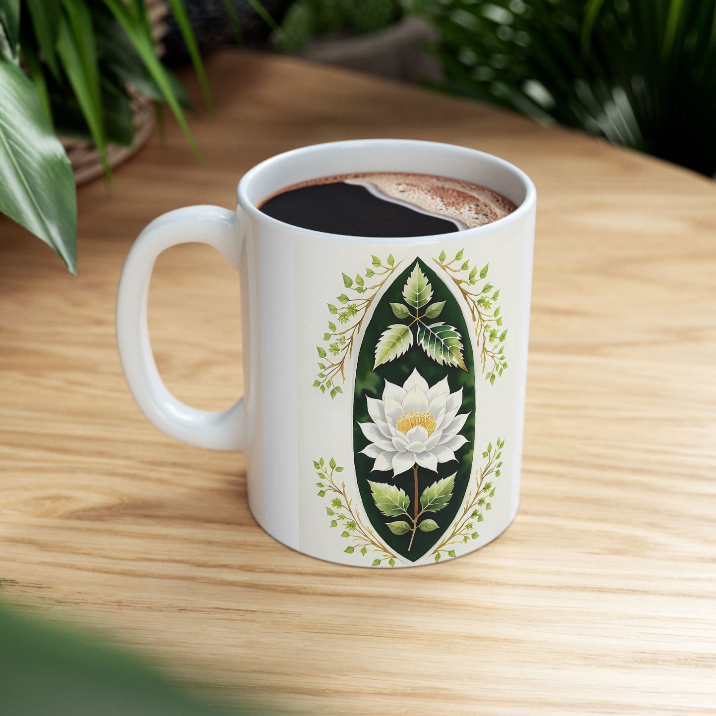 Elegant Floral Ceramic Mug - Perfect for Tea Lovers, Housewarming Gift, Mother's Day, Garden Party, Botanical Decor