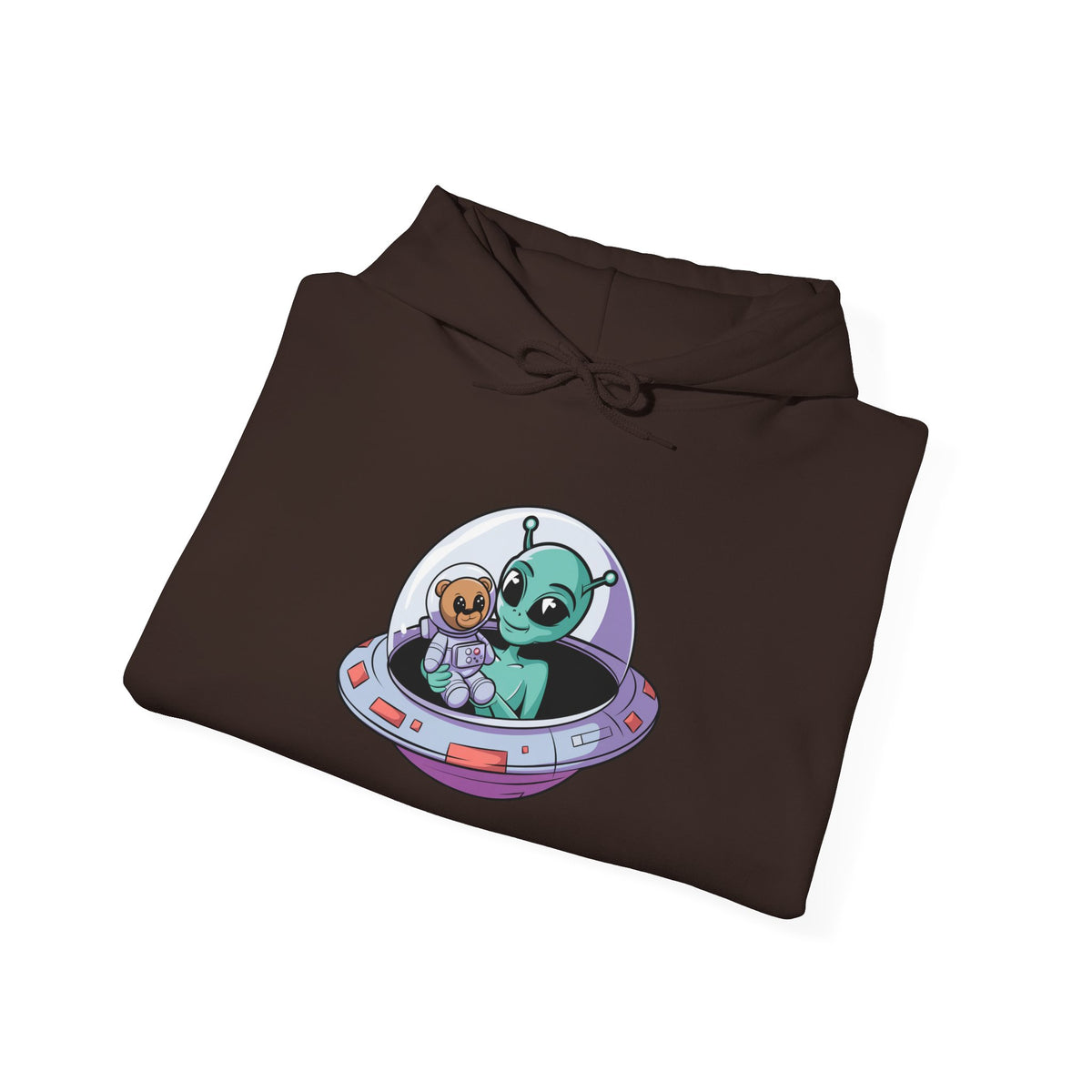 Cute Alien and Kid Hoodie, Unisex Heavy Blend Sweatshirt, UFO Lover Gift, Halloween Costume, Space-Themed Outfit, Birthday Present