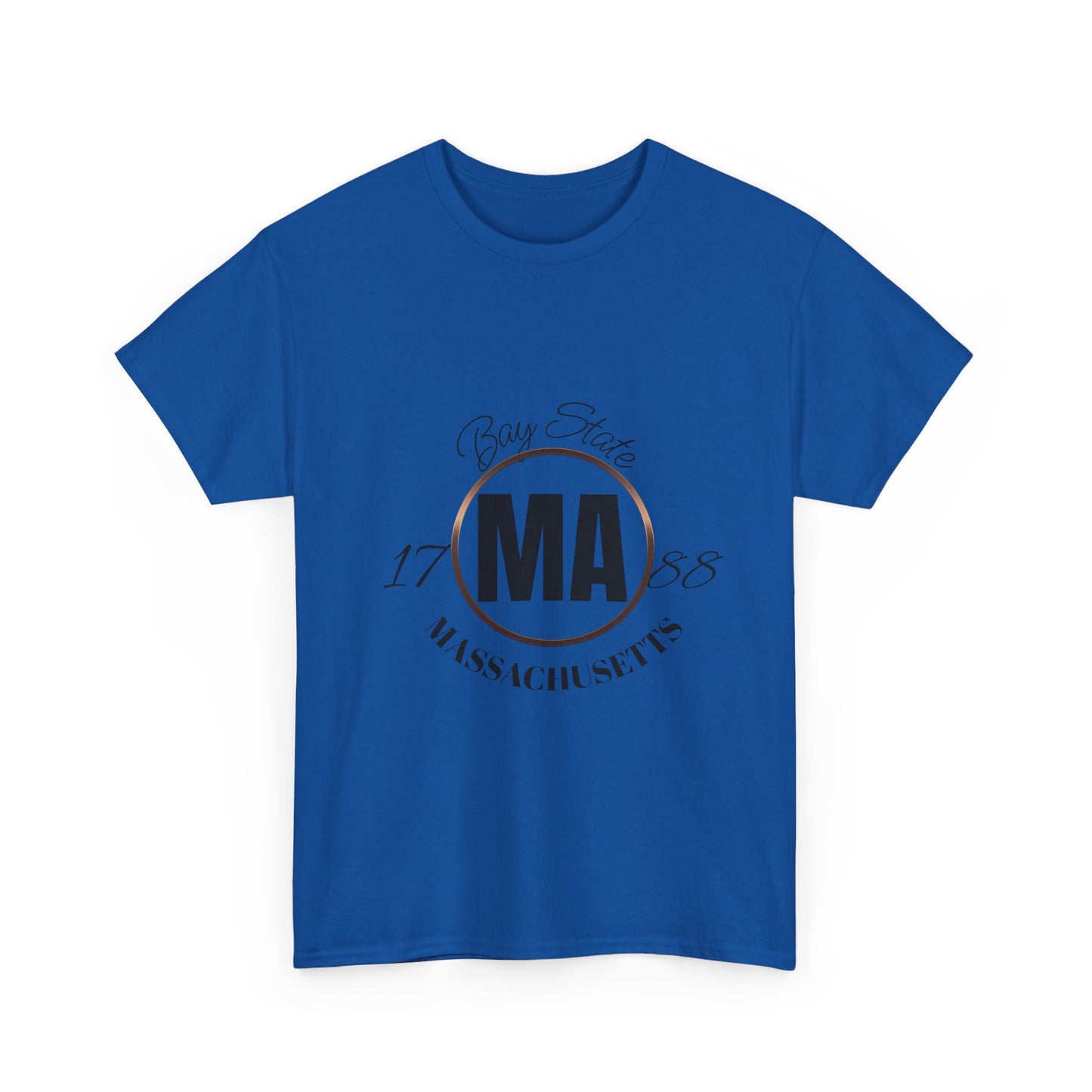 Unisex Heavy Cotton Tee with Massachusetts Design, Casual Wear, Gift for Him/Her, Travel Souvenir, Vintage Style