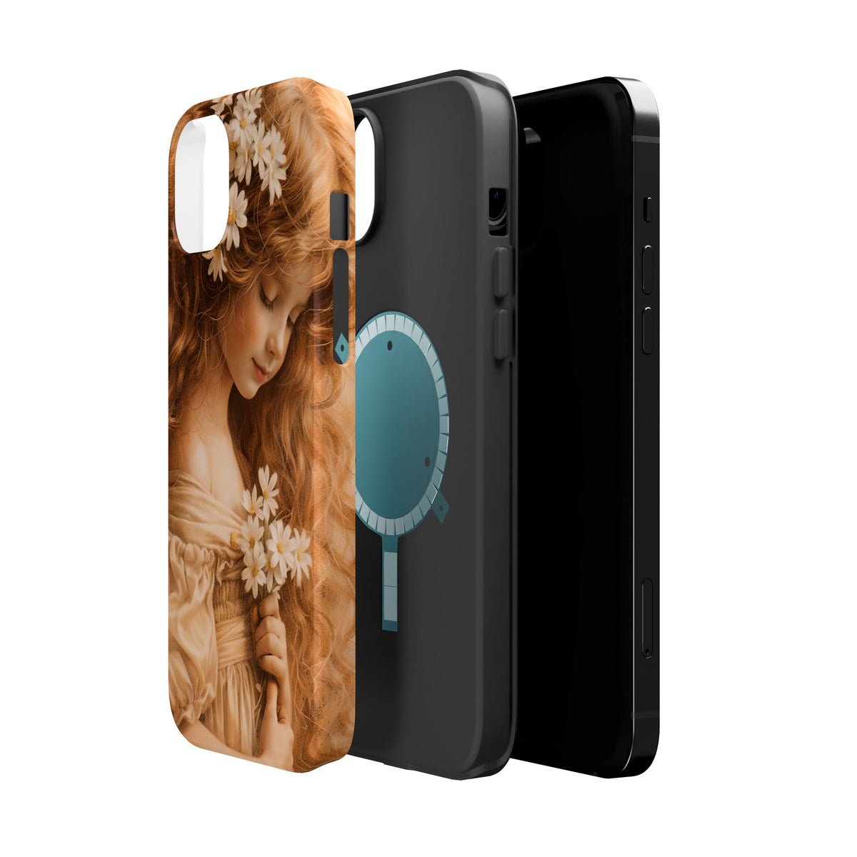 Vintage Floral Girl Magnetic Impact Phone Case — Protective iPhone Cover with Sepia Art