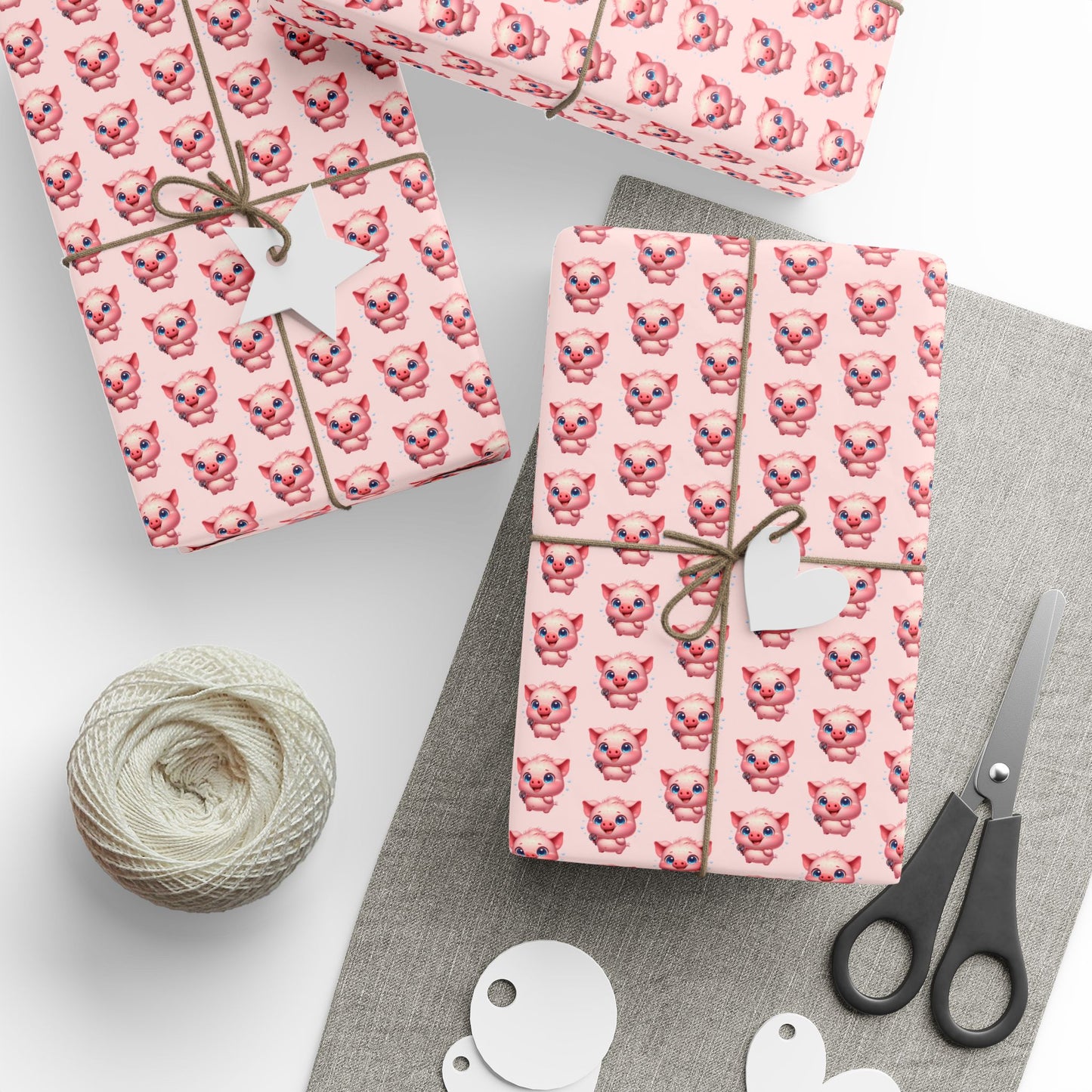 Cute Pig Pattern Wrapping Paper, Gift Wrap for Birthdays, Holidays, Baby Showers, Party Decor, Craft Projects
