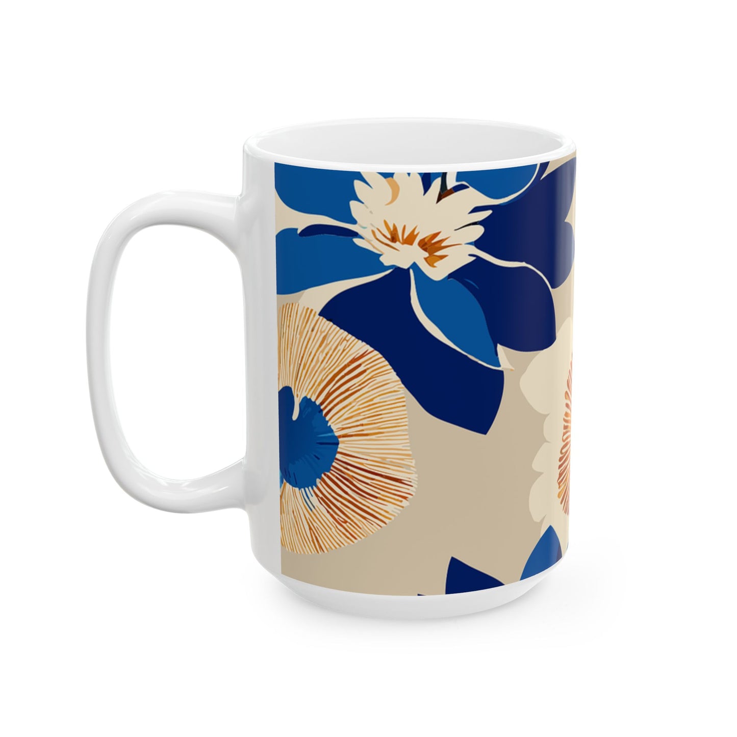 Floral Ceramic Mug, Elegant Coffee Cup, Gift for Mom, Tea Lover's Mug, Home Decor, Springtime Beverage Holder
