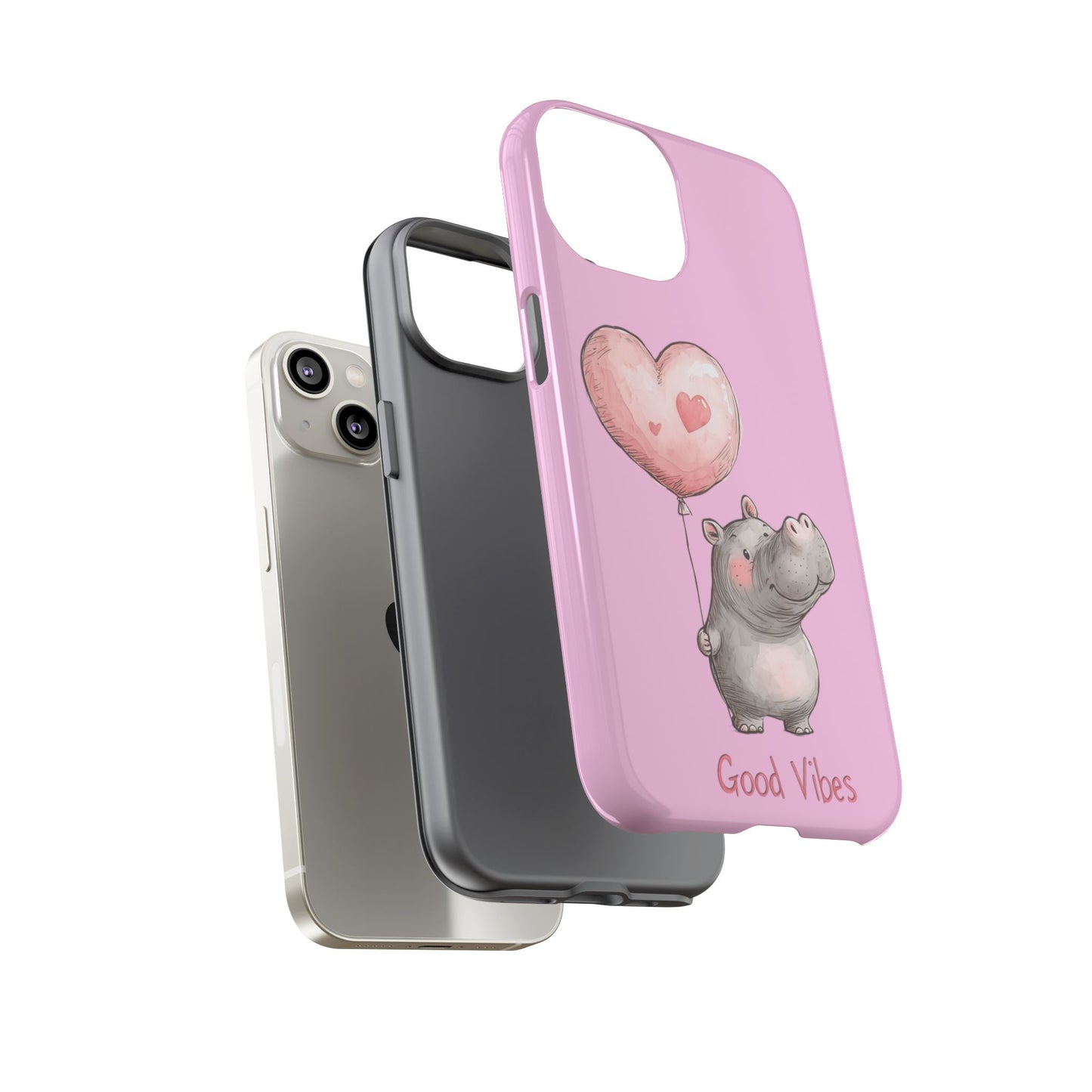 Cute Hippo Phone Case | Good Vibes, Gift for Friends, Cute Phone Accessories, Animal Lover Gift, Happy Phone Cover