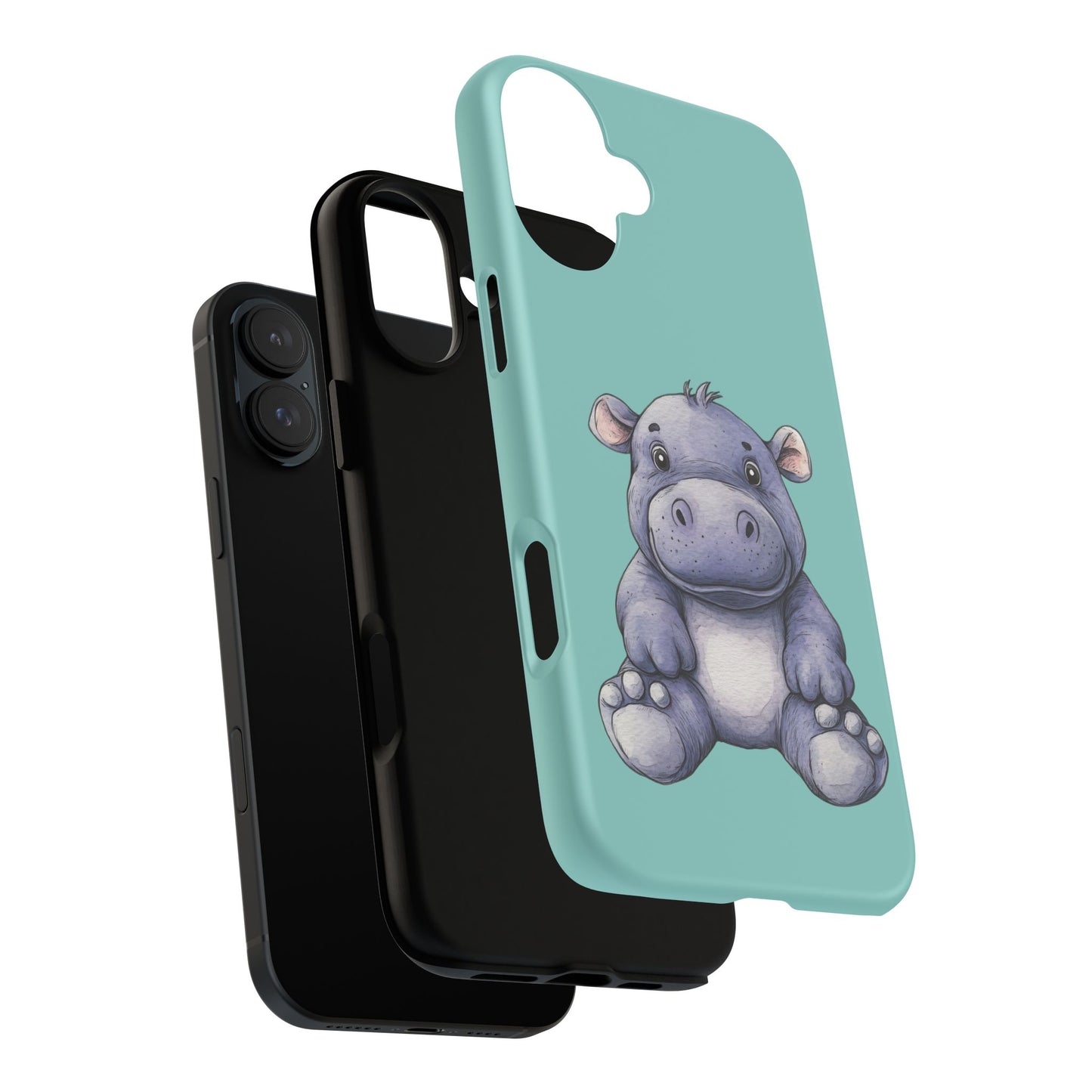 Cute Hippo Phone Case, Tough Phone Cover, Fun Animal Case, Gift for Kids, Cute Decor, Birthday Present