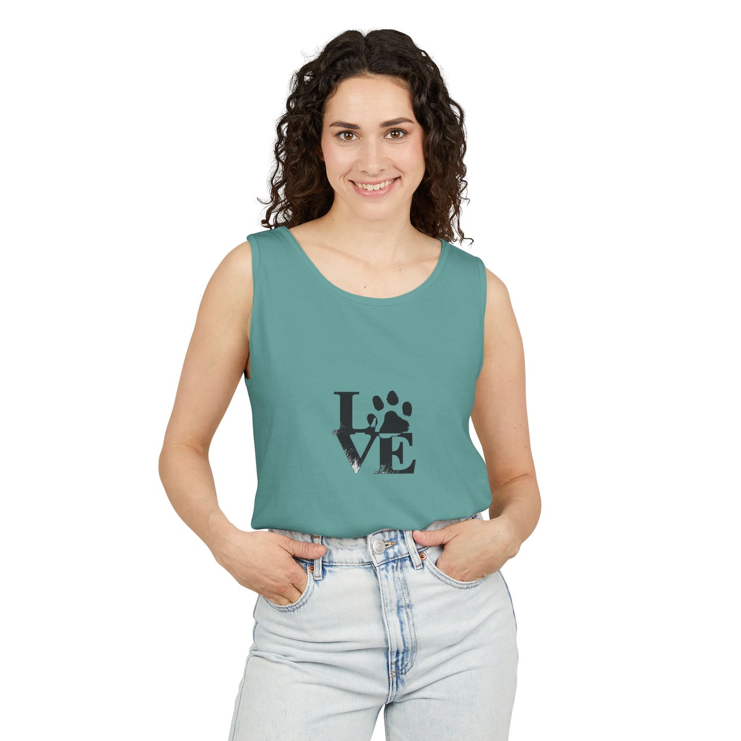 Paw Print Love Tank Top | Animal Lover Gift, Summer Tee, Pet Adoption Support, Casual Wear, Gift for Dog Mom/Dad