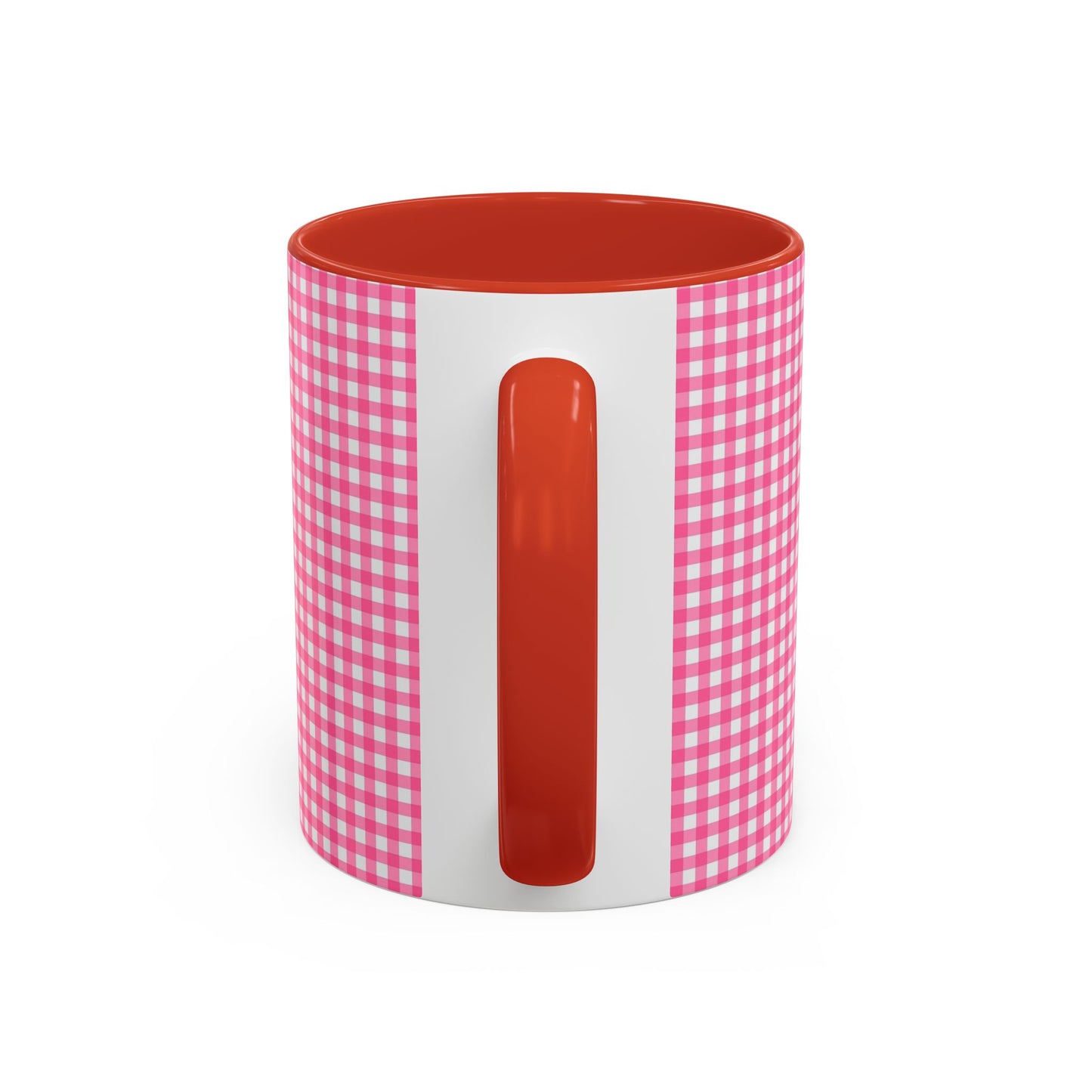 Pink Gingham Accent Coffee Mug, Cute Kitchen Decor, Gift for Coffee Lovers, Home Office Mug, Spring and Summer Vibes