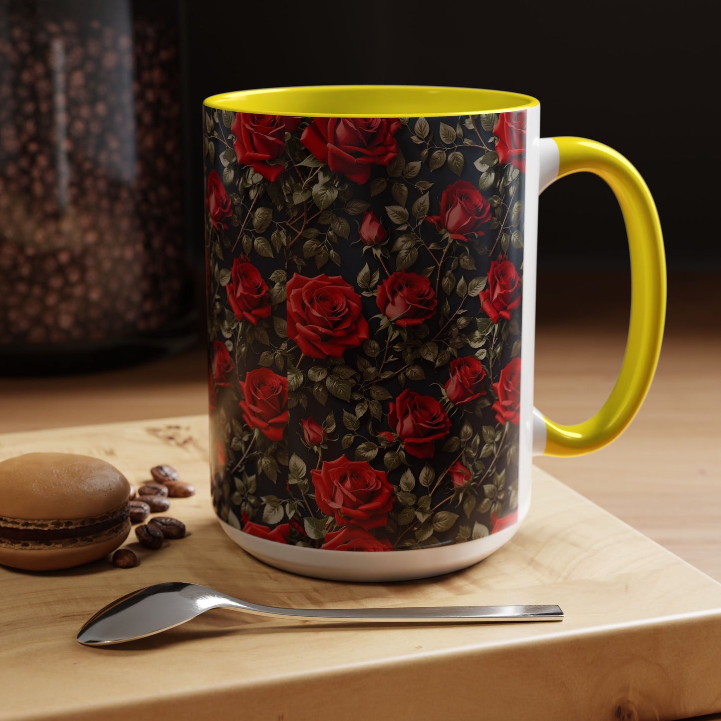 Elegant Floral Accent Coffee Mug - Black Rose Design, Gift for Her, Home Decor, Coffee Lovers, Mother's Day, Birthday