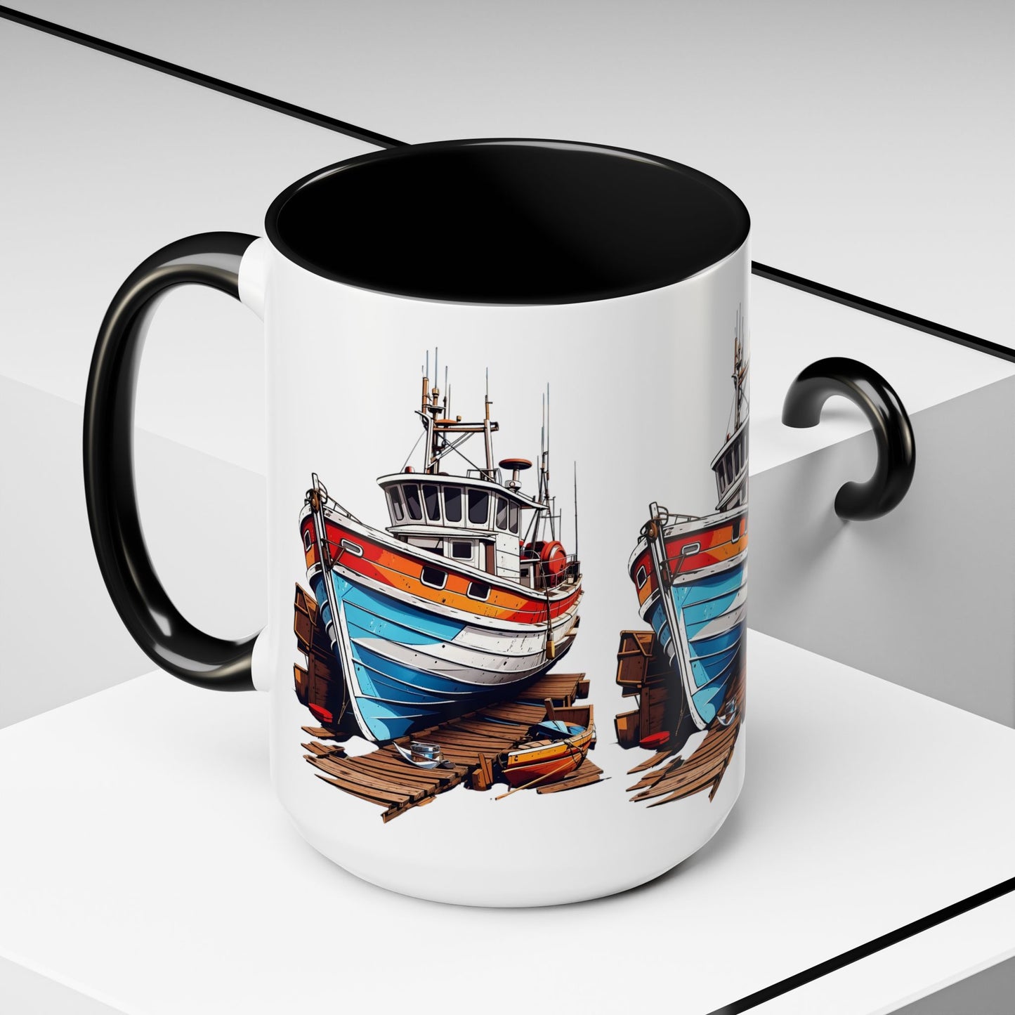 Nautical Accent Coffee Mug | Perfect for Boat Lovers, Sailor Gifts, Coastal Decor, Unique Gift Idea, Custom Artwork Mug