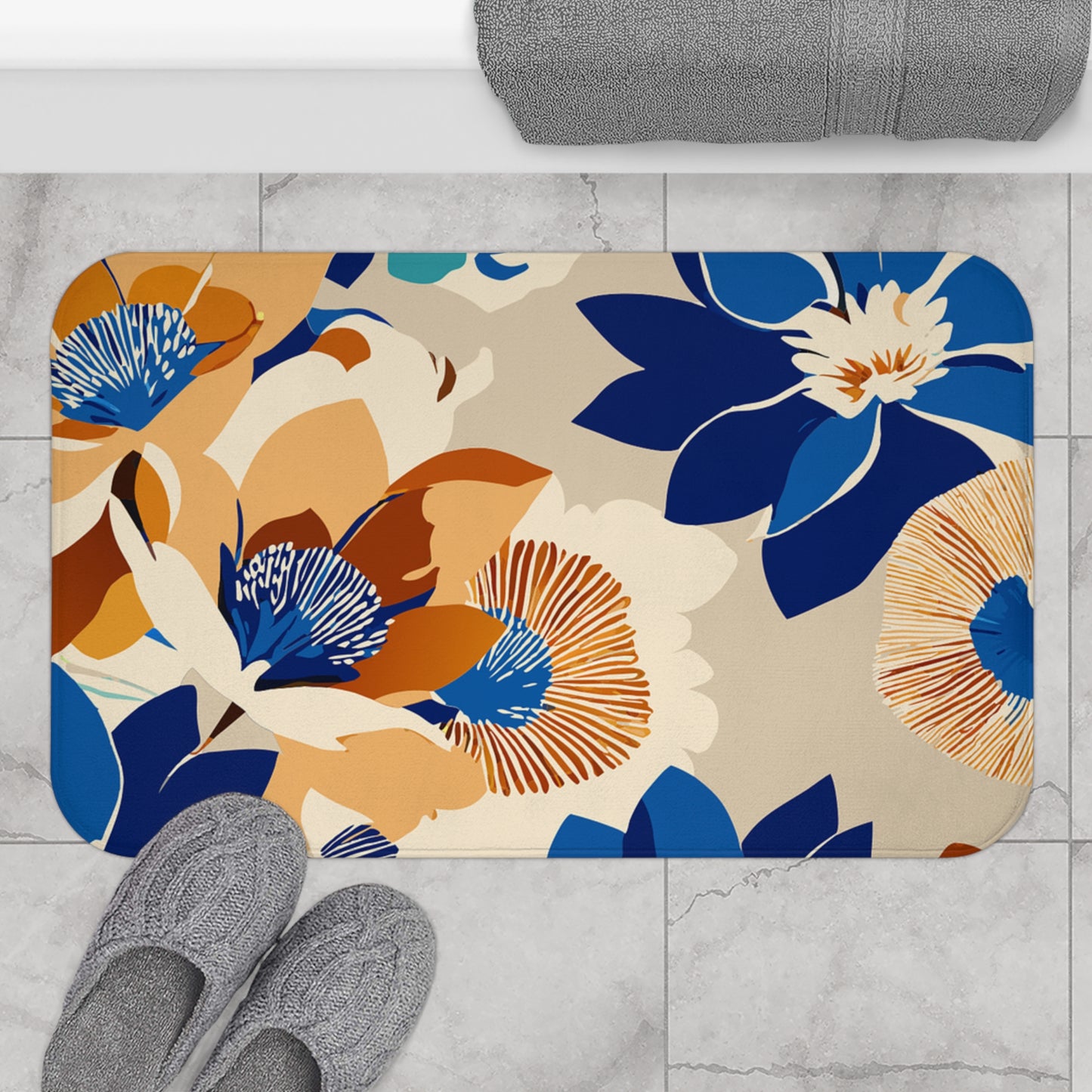 Floral Elegance Bath Mat - Soft, Absorbent, Bathroom Decor, Housewarming Gift, Summer Vibes, Boho Style