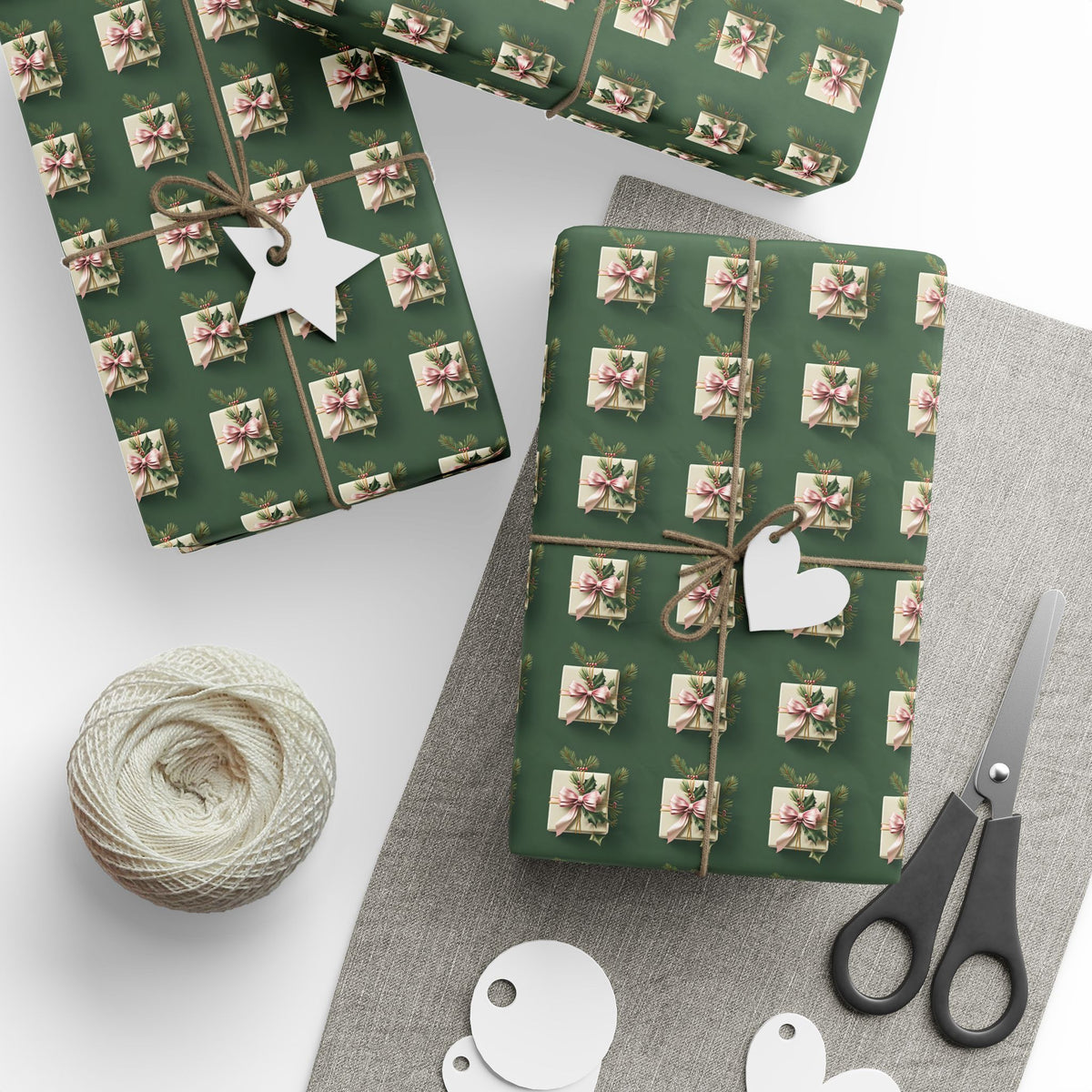 Holiday Floral Gift Wrap — Green Lily Pattern Wrapping Paper Roll