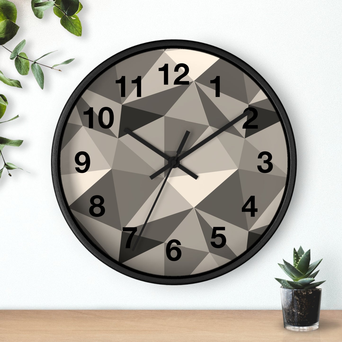 Geometric Wall Clock, Modern Home Decor, Minimalist Timepiece, Stylish Office Clock, Unique Gift for Housewarming, Monochrome Design