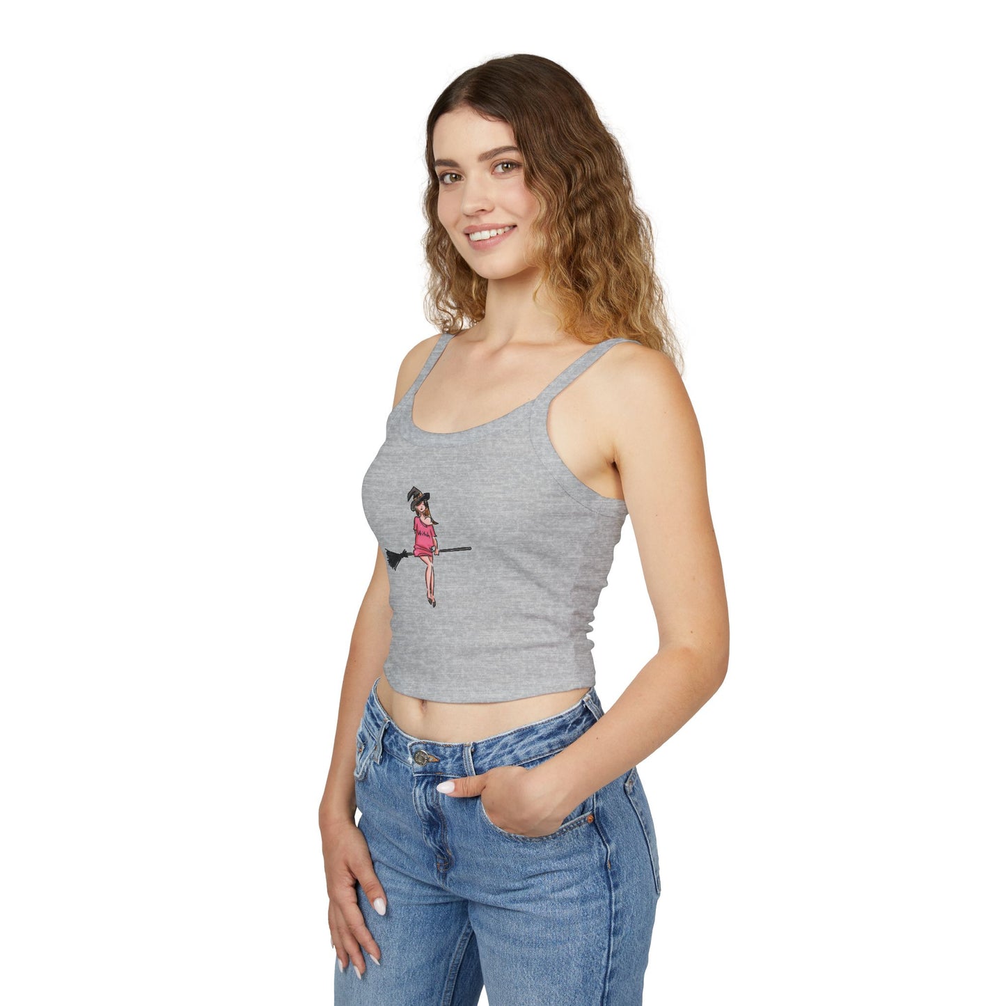 Witchy Spaghetti Strap Tank Top - Fun Summer Wear, Casual Party Top, Perfect for Halloween, Gifts for Friends, Everyday Fashion