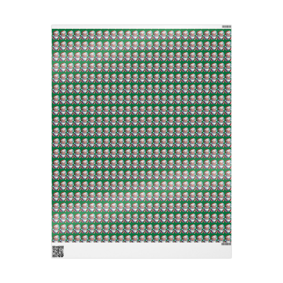 Santa Faces Green Christmas Wrapping Paper Roll