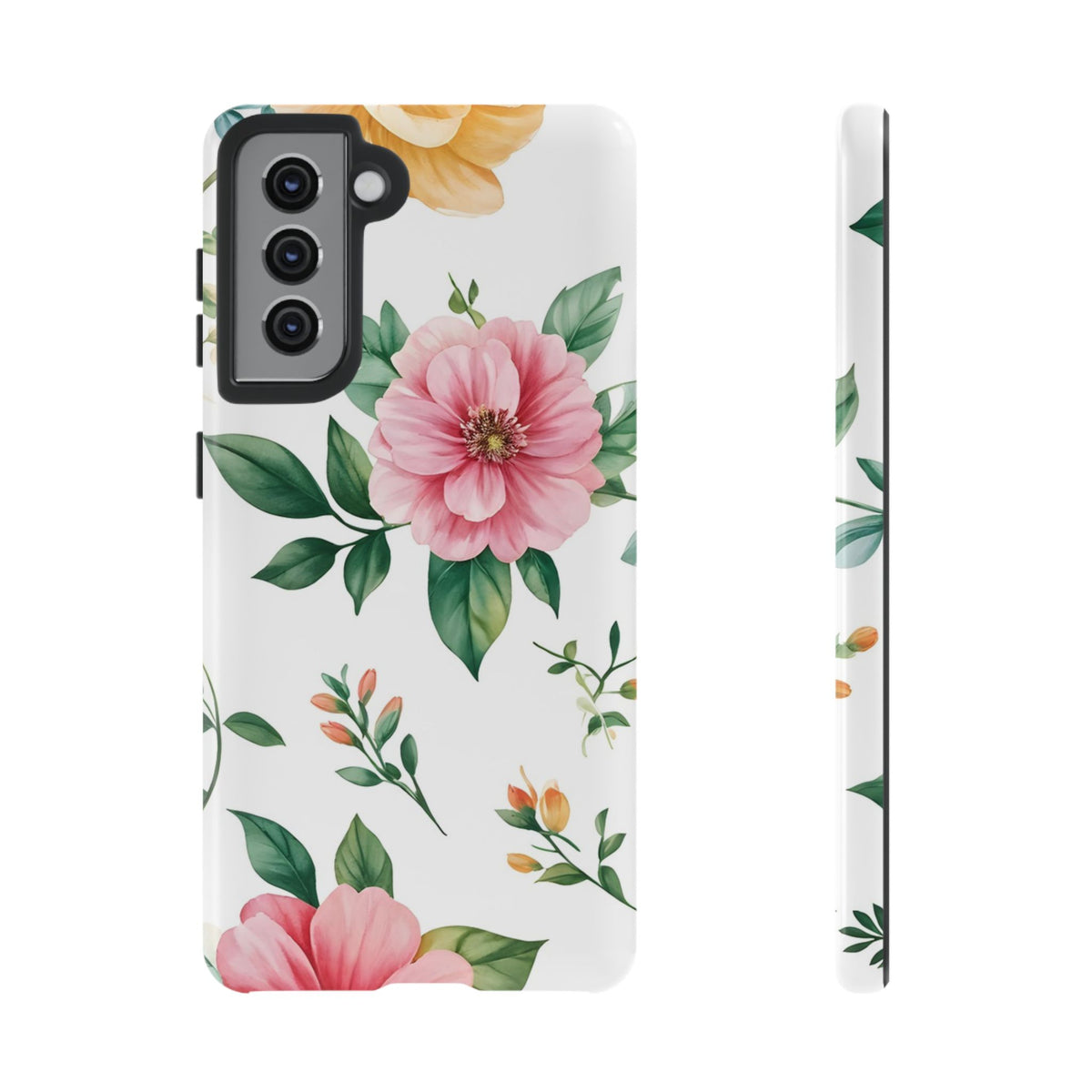 Floral Tough Phone Case — Pink Peony Protective Phone Cover