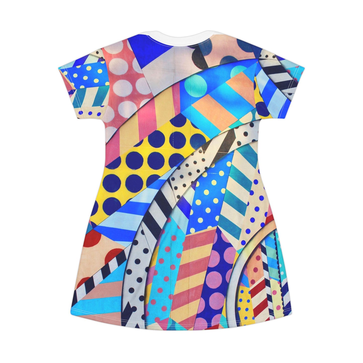 Colorful Pattern T-Shirt Dress, Casual Summer Dress, Graphic Tee Dress, Vibrant Print Dress, Gift for Her, Artsy Style