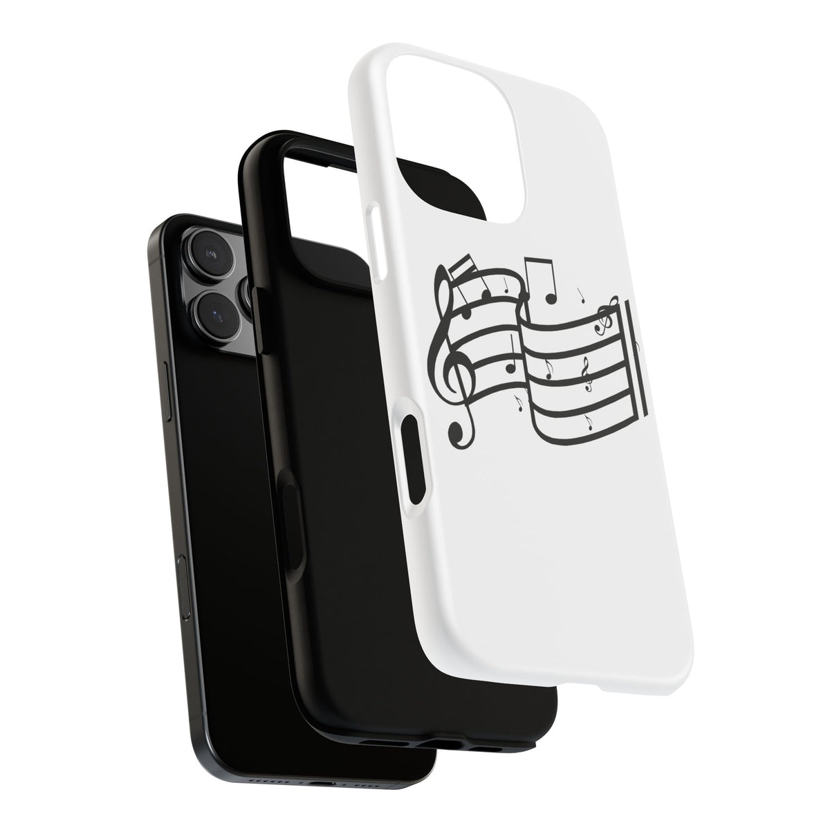 Musical Notes Phone Case — Black Treble Clef Music Staff Tough Case