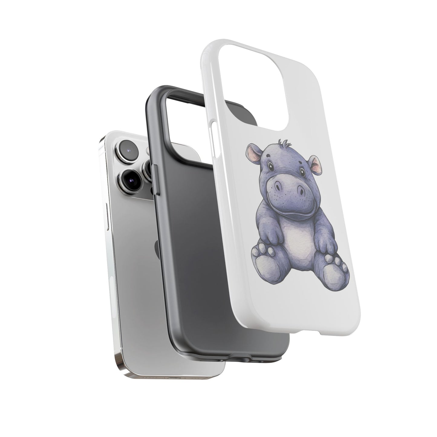 Cute Hippo Phone Case, Unique Tough Cases, Animal Lover Gift, Cute Animal Design, Baby Animal Phone Accessory
