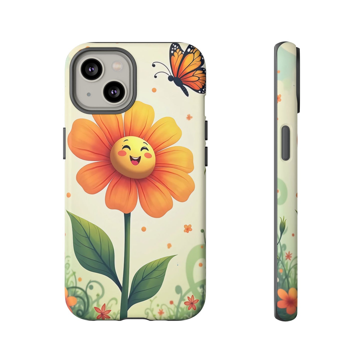 Floral Phone Case with Butterfly Design, Cute Flower Phone Cover for Nature Lovers, Eco-Friendly Gift, Spring Vibes, Birthday Present