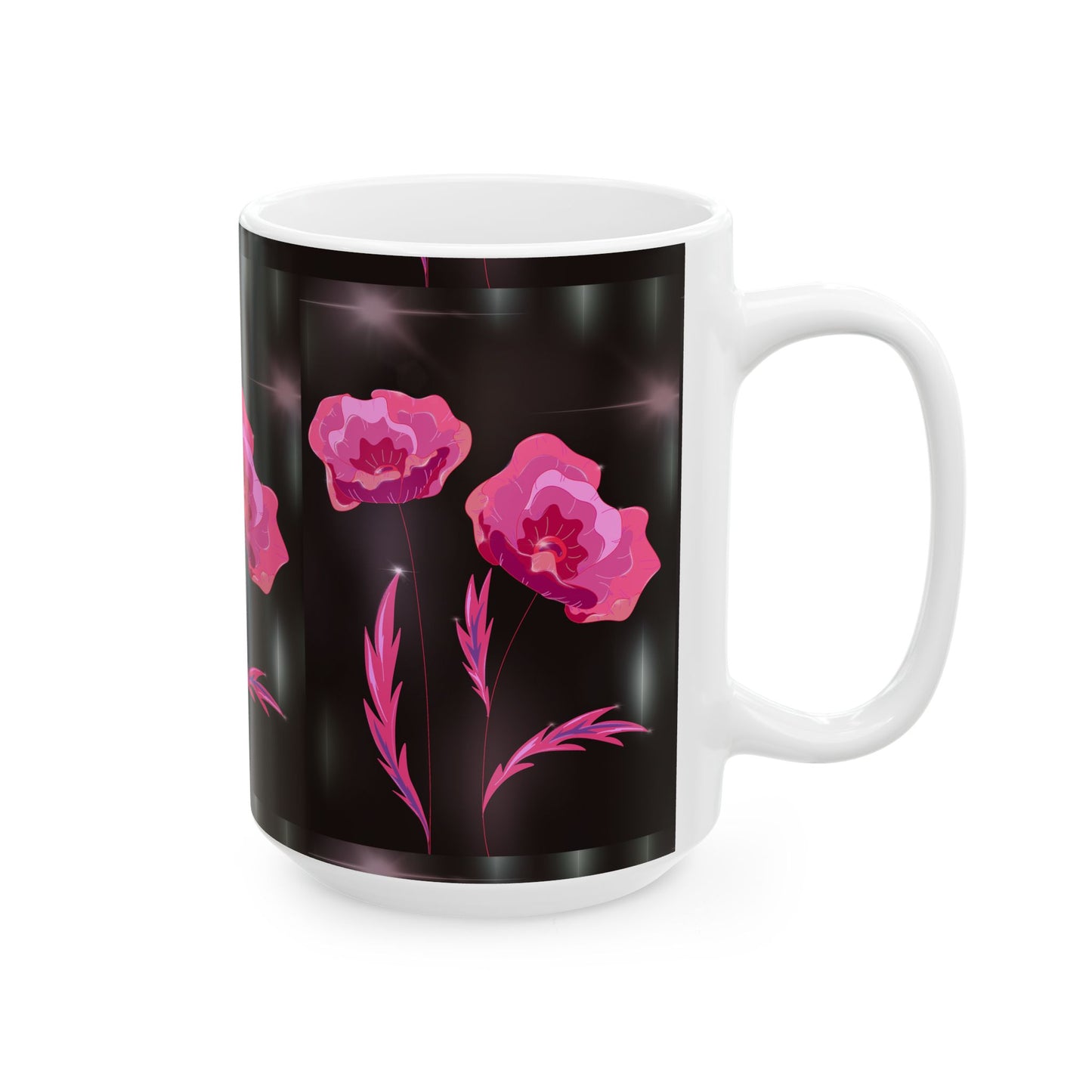 Floral Ceramic Mug with Pink Poppies, Coffee Mug, Gift for Her, Nature Lover's Cup, Home Decor, Tea Lover's Present