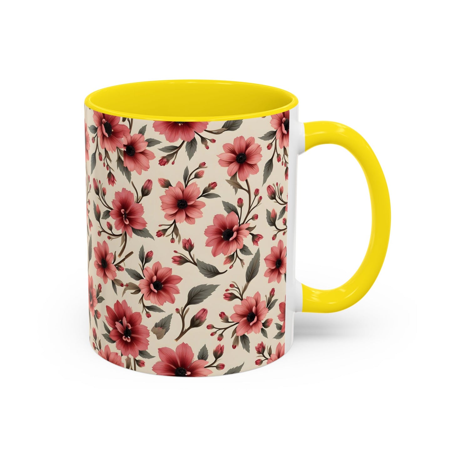 Floral Accent Coffee Mug, Cute Gift for Her, Coffee Lover's Mug, Mother's Day Gift, Housewarming Tea Mug