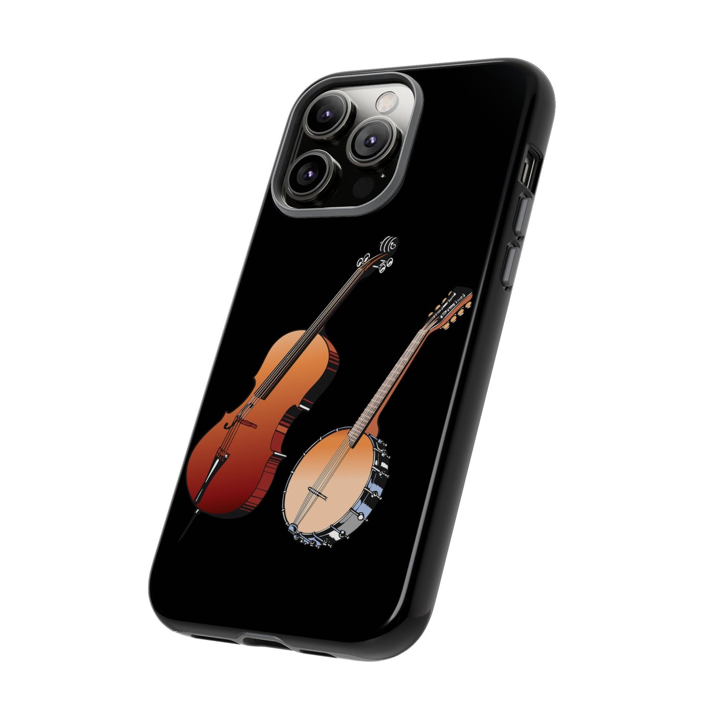 Musical Instrument Phone Case - Violin & Banjo Design, Music Lover Gift, Unique Phone Cover, Holiday Gift, Durable Tough Cases