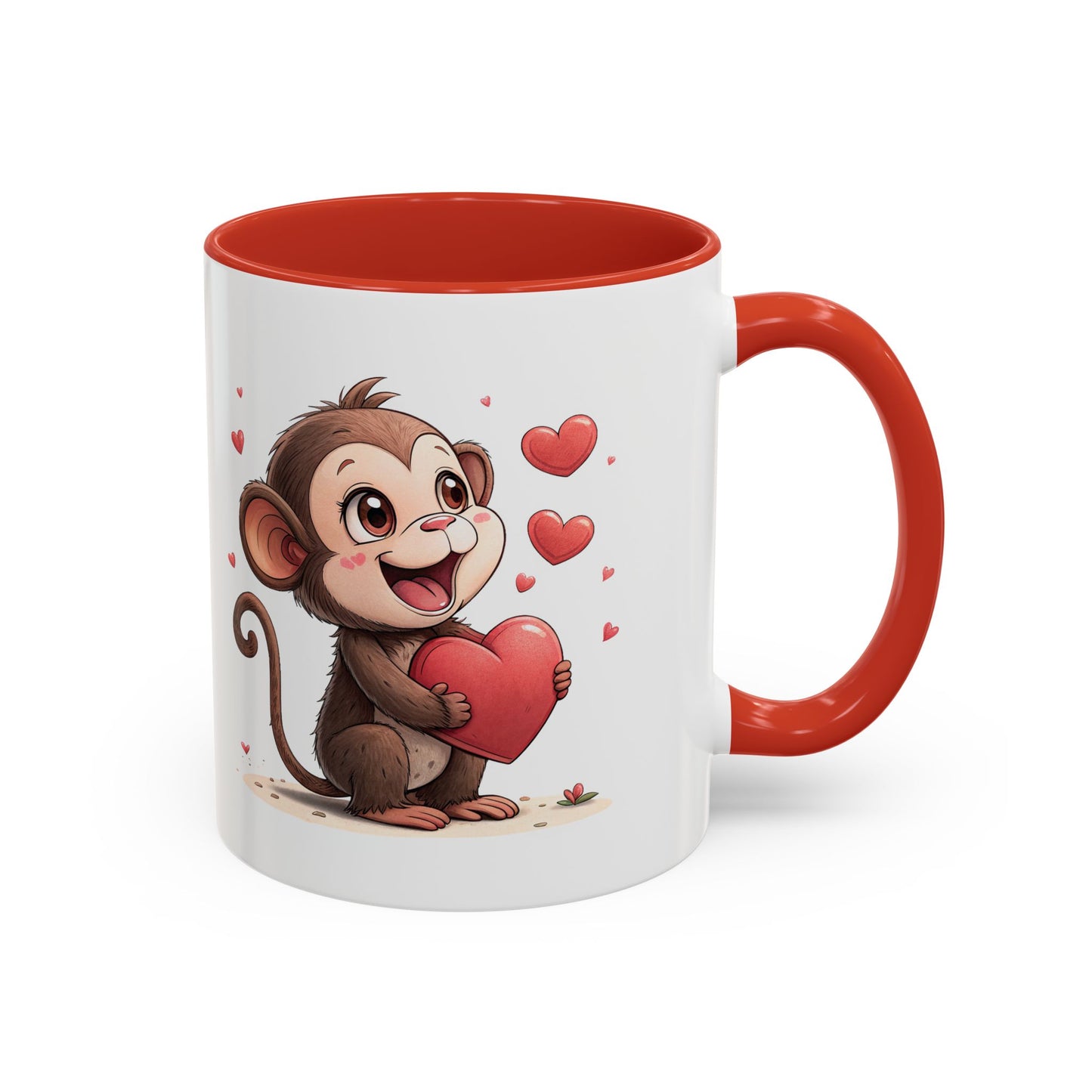 Cute Monkey Love Coffee Mug, Valentine's Gift, Animal Lover's Mug, Heartfelt Coffee Cup, Fun Kitchen Decor