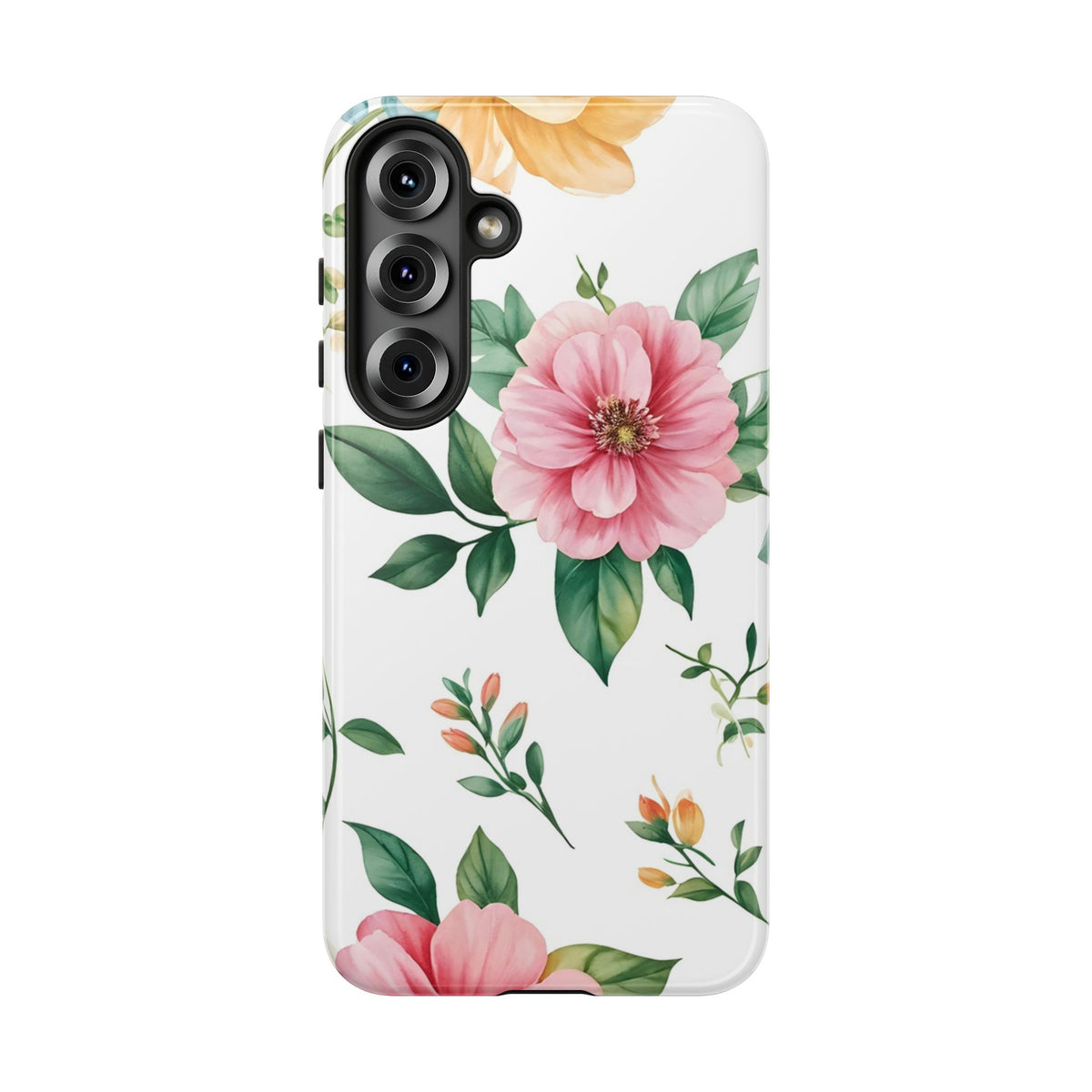 Floral Tough Phone Case — Pink Peony Protective Phone Cover