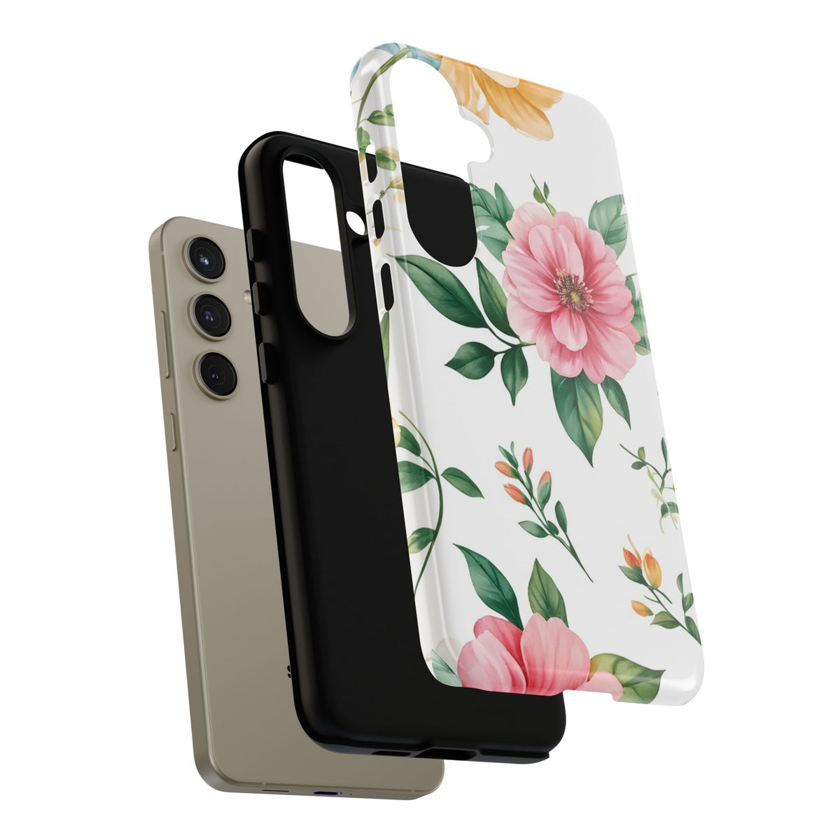 Floral Tough Phone Case — Pink Peony Protective Phone Cover