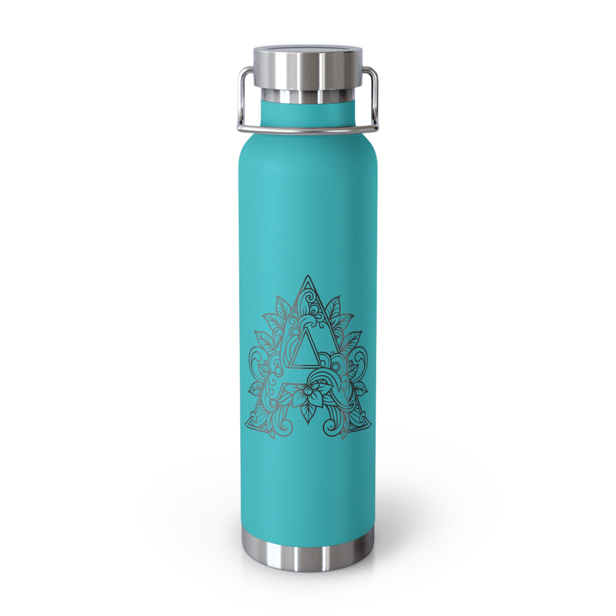 Boho Art Cold Drink Tumbler- Letter A, Personalized Water Bottle, Yoga Gift, Stylish Insulated Flask