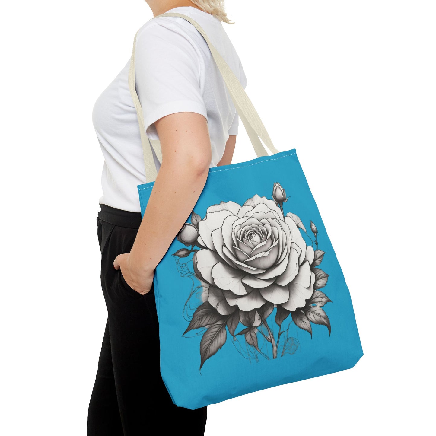 Elegant Floral Tote Bag with Roses, Chic Reusable Grocery Bag, Perfect Gift for Her, Stylish Handbag, Everyday Essentials