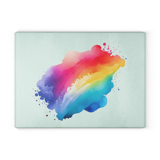 Vibrant Watercolor Glass Cutting Board, Kitchen Gift, Colorful Cooking Décor, Rainbow Kitchenware, Unique Housewarming Gift