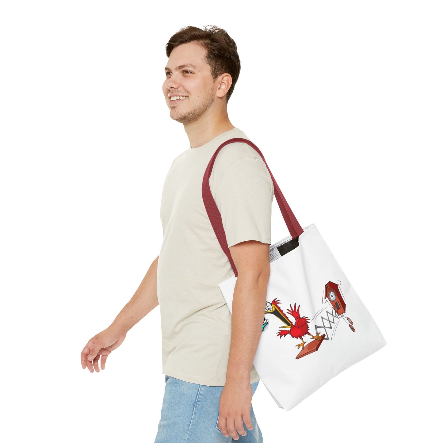 Quirky Cartoon Tote Bag, Funny Gift, Bird Lover's Bag, Everyday Use, Shopping