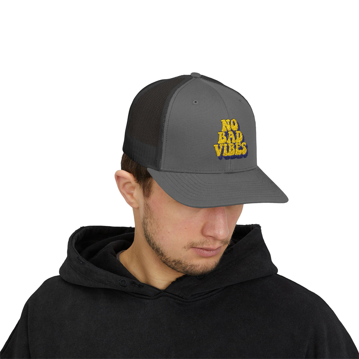 No Bad Vibes Snapback Trucker Cap | Casual Summer Hat, Gift for Her, Trendy Accessory, Outdoor Fun, Festival Wear