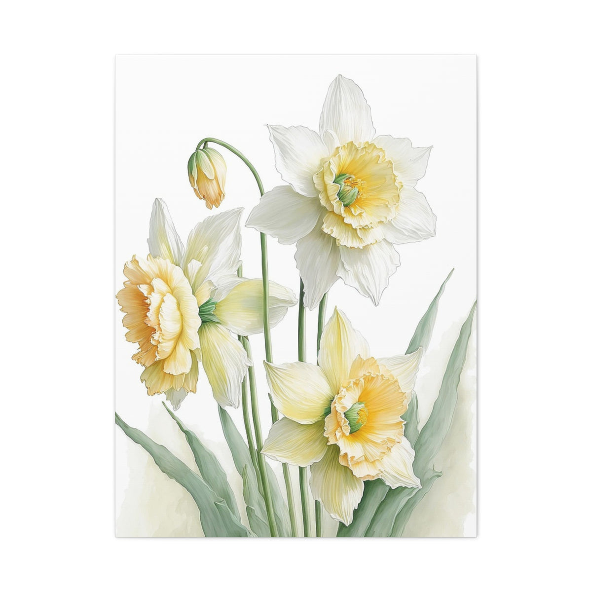 Matte Canvas, Stretched, 1.25" beautiful flowers white and yellow.