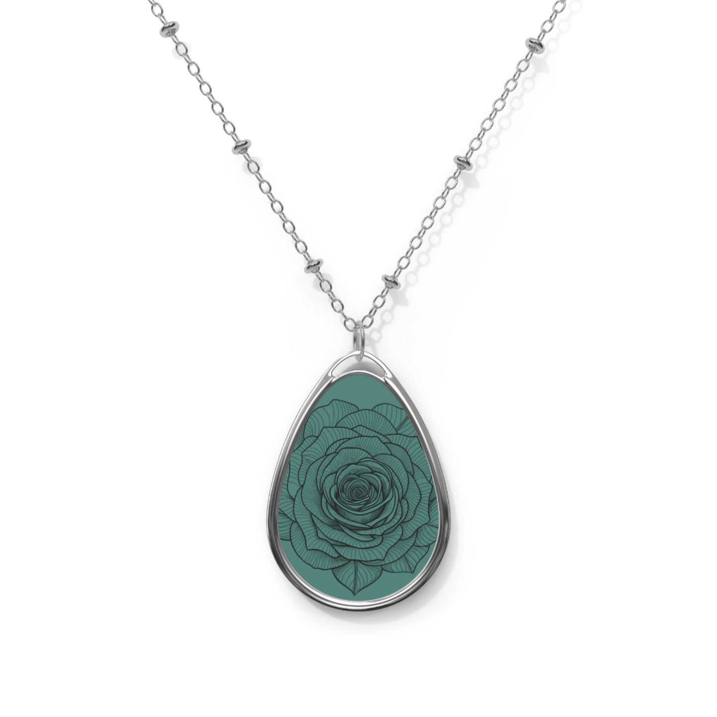 Elegant Floral Oval Necklace, Unique Jewelry Gift, Minimalist Pendant, Nature-Inspired Accessory, Stylish Everyday Wear