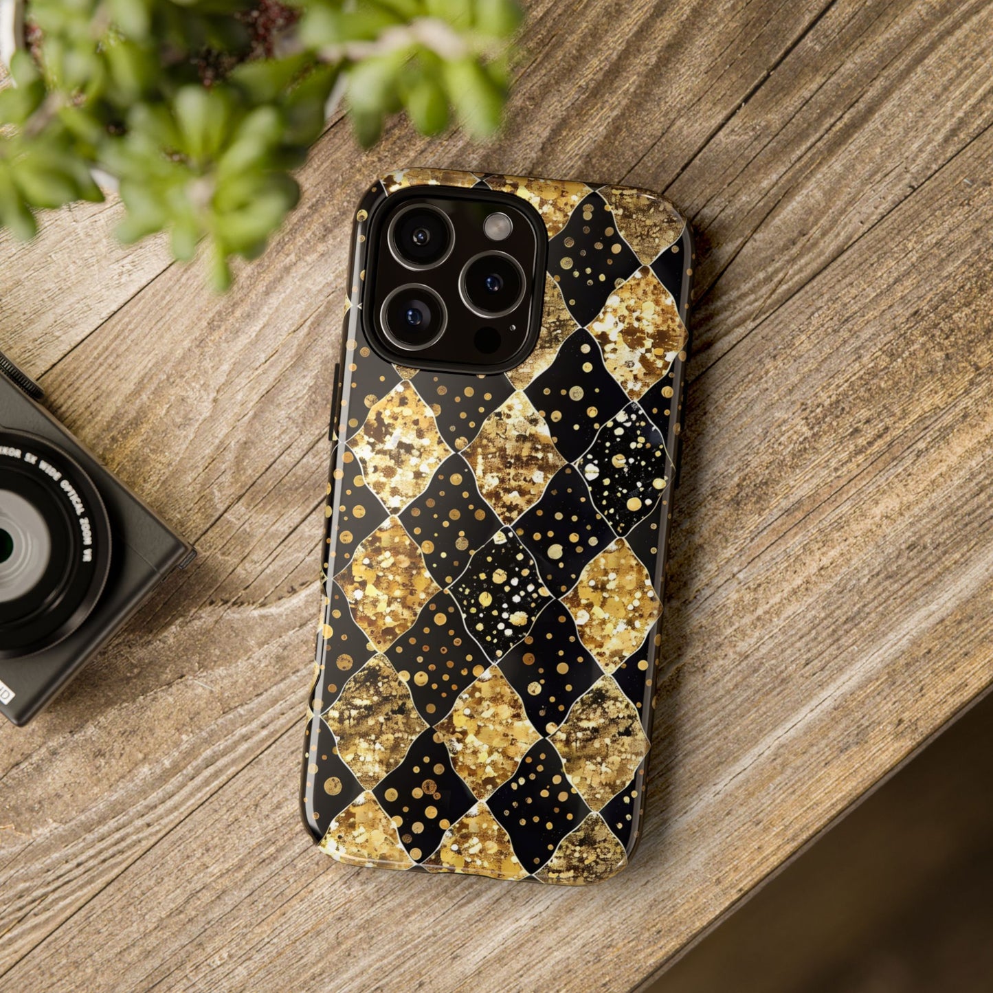 Elegant Gold & Black Phone Case for Tough Protection