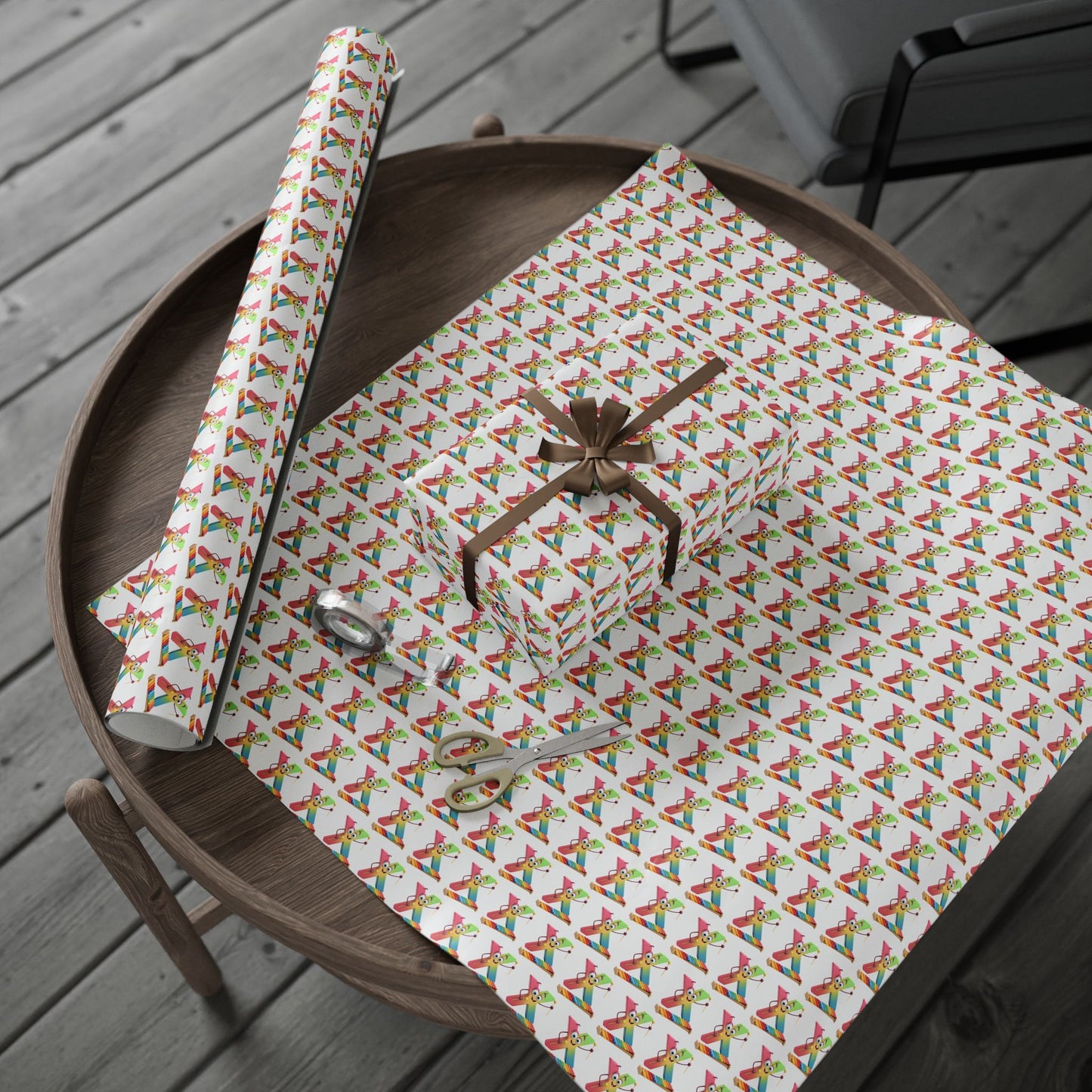 Colorful Character Wrapping Paper, Gift Wrap for Birthdays, Holidays, Celebrations, Fun Patterns, Party Supplies