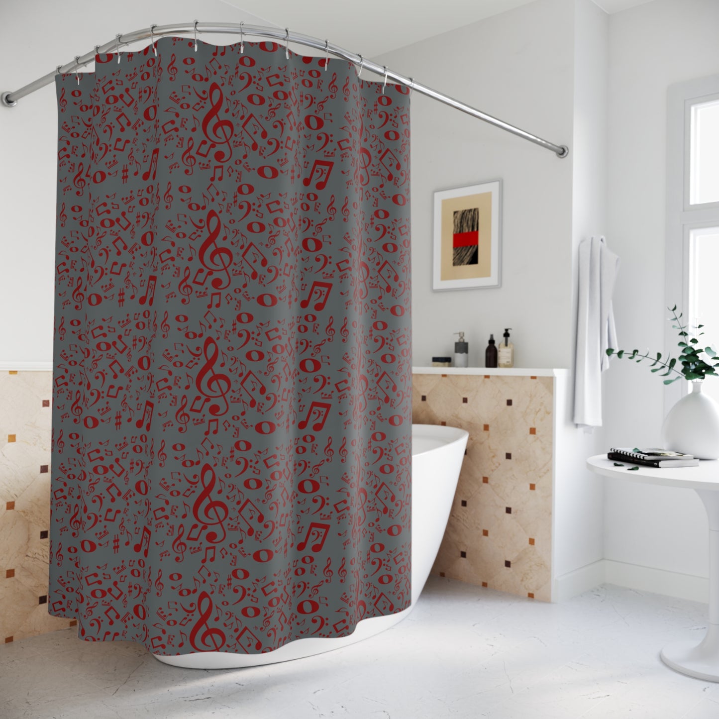 Musical Notes Shower Curtain | Perfect for Music Lovers, Unique Bathroom Decor, Gifts for Music Teachers, Home Styling, Artsy Style