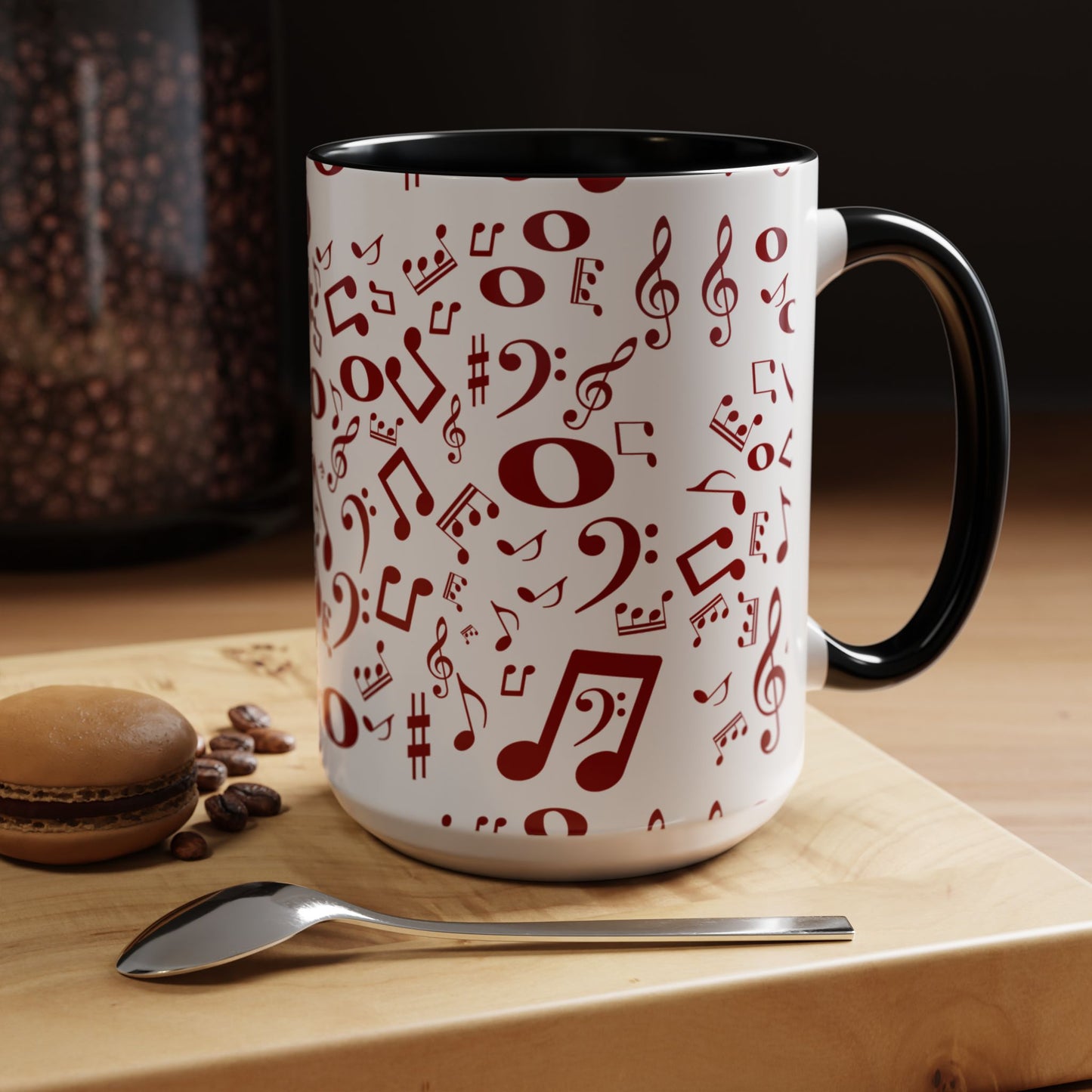 Accent Coffee Mug (11, 15oz) - Musical Notes