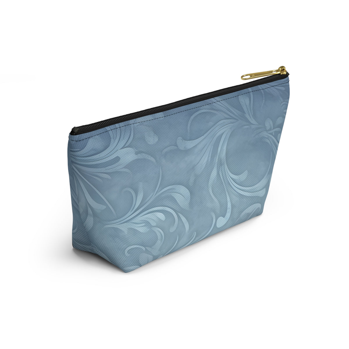 Blue Floral Swirl Accessory Pouch — T-Bottom Makeup & Travel Zip Bag