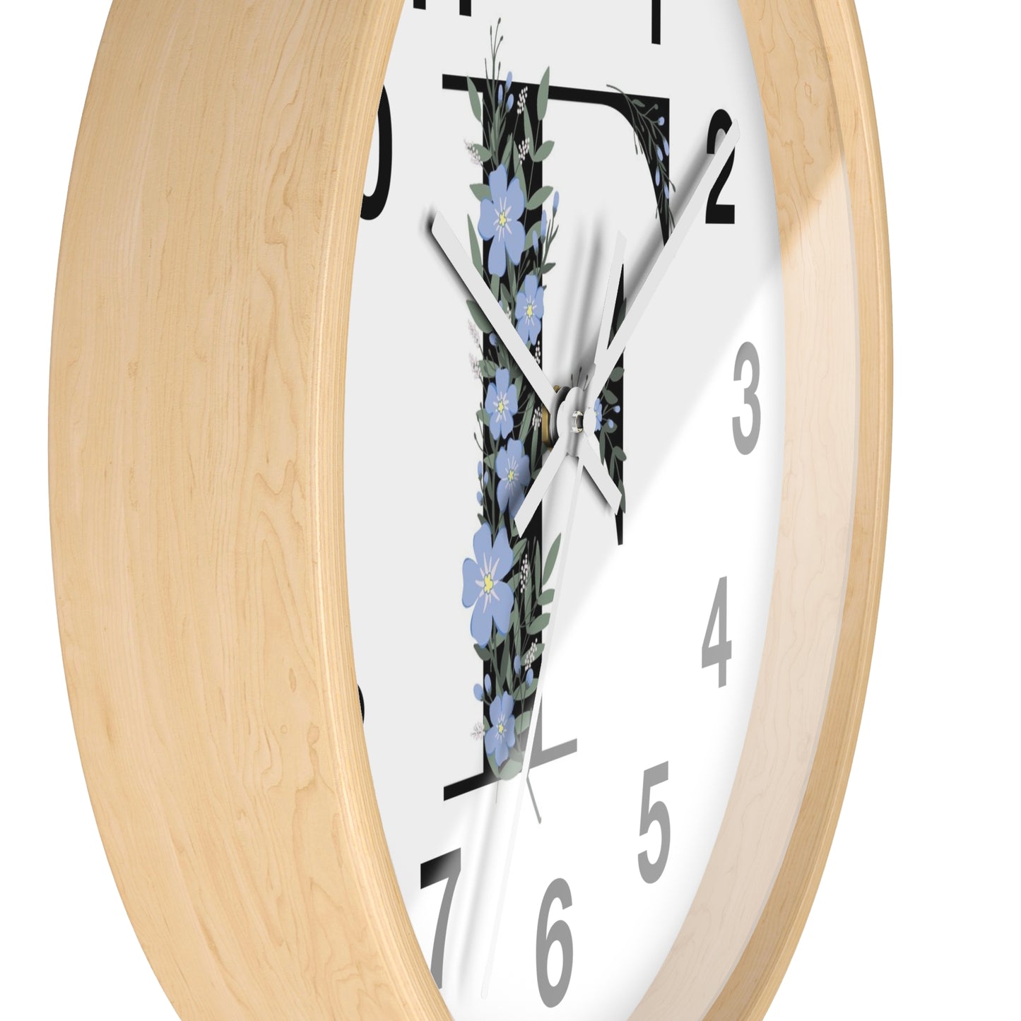 Personalized Floral Initial Wall Clock - Beautiful Home Decor, Gift for Her, Wedding, Housewarming, Mother's Day, Custom Timepiece