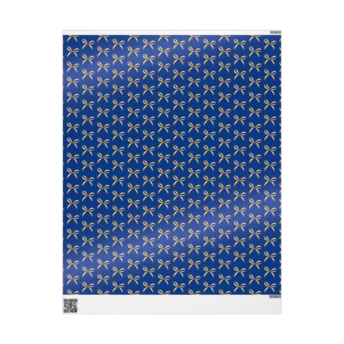 Wrapping Paper — Blue Gift Wrap with Gold Ribbon Pattern