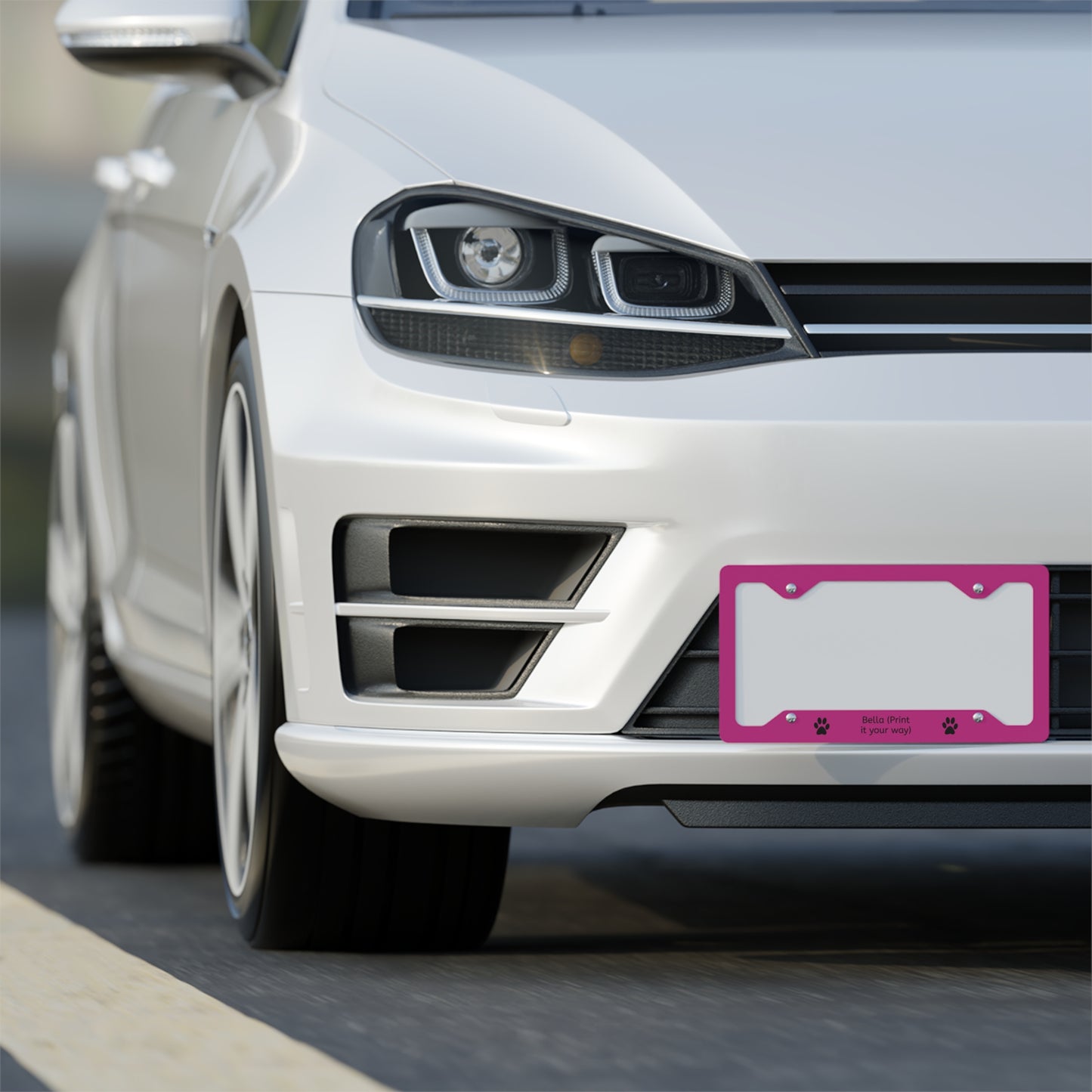 Personalized Metal License Plate Frame - Paw Print