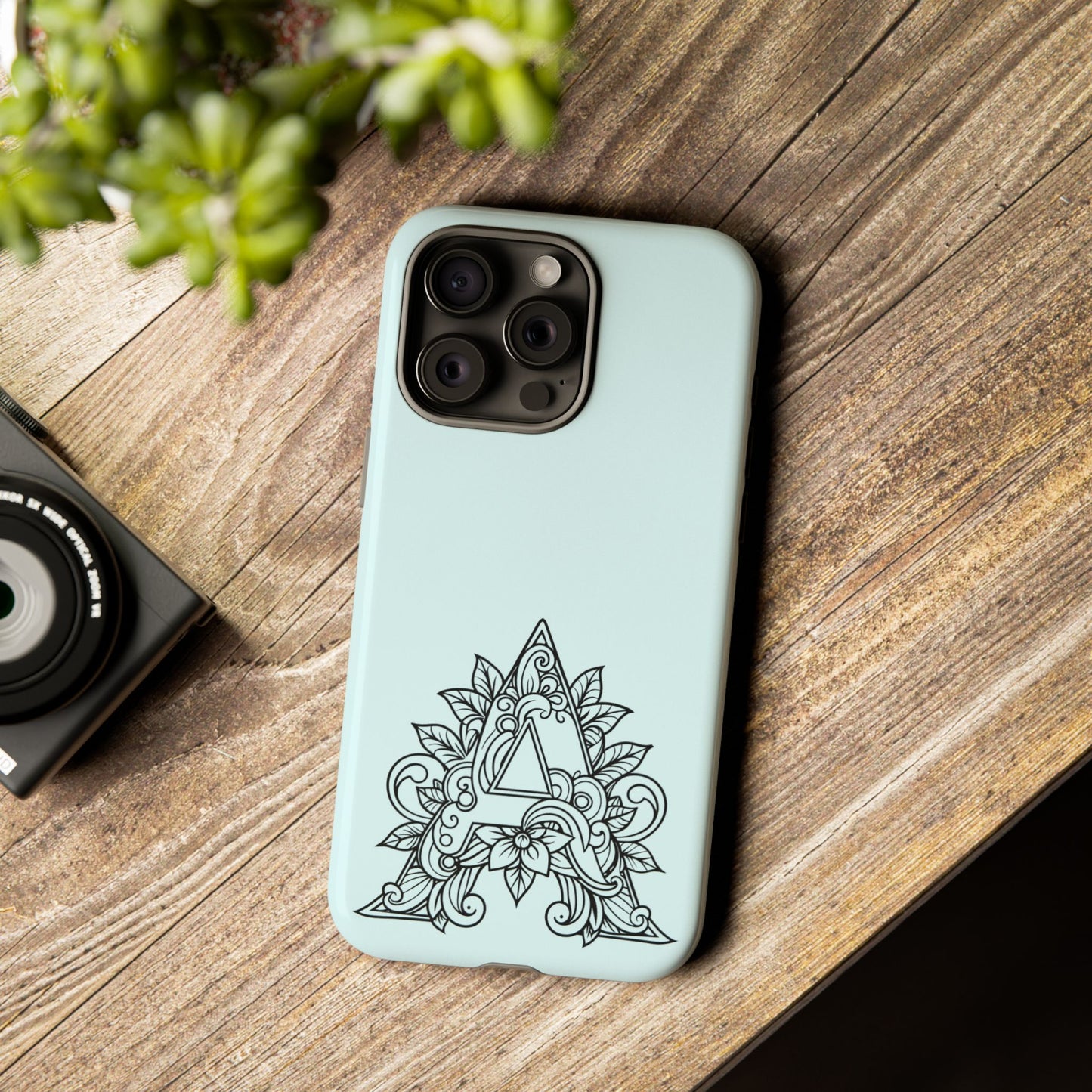 Personalized Tough Phone Case, Floral Monogram Cell Phone Cover, Custom Protective Case, Unique Gift, Birthday, Graduation